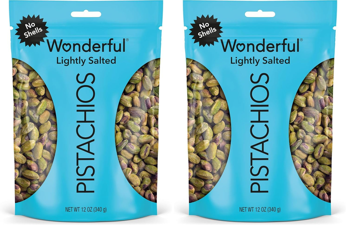 Wonderful Pistachios Lightly Salted No Shells 12 Ounce Resealable Bag Gluten Free Protein Snacks