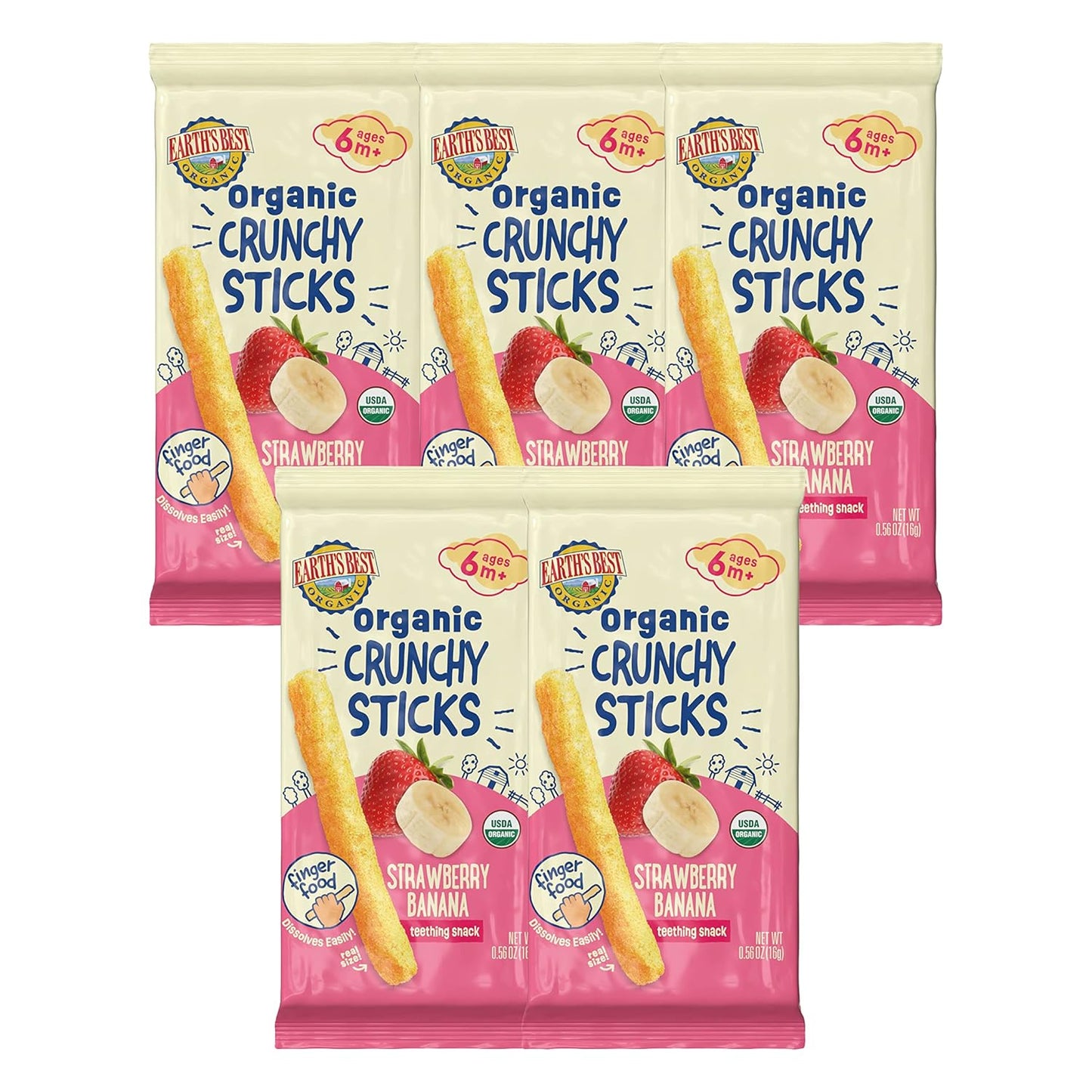 Earth's Best Organic Baby Food Teething Snacks for Babies 6 Months and Older