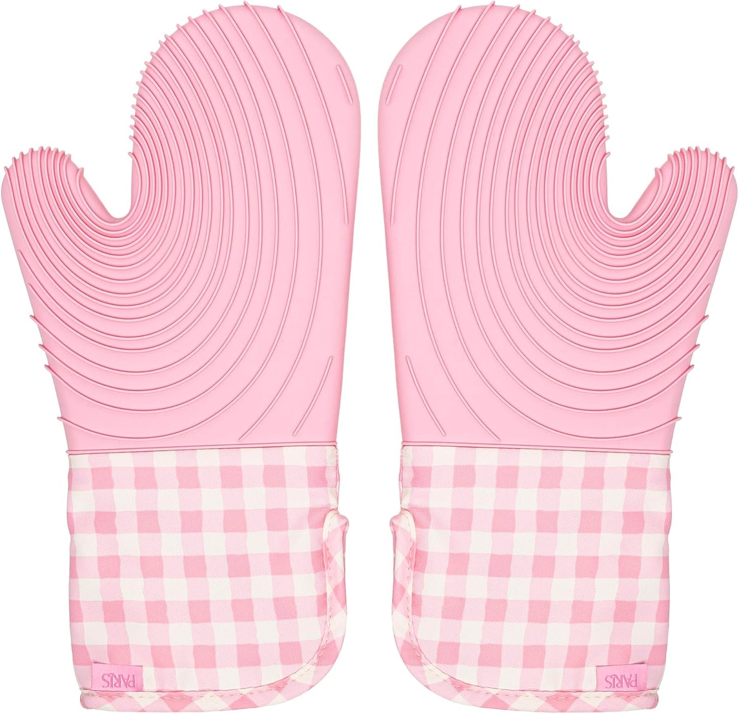 Paris Hilton Oven Mitt Set with Iconic That's HOT Design, Heat Resistant Pot Holders Featuring Non-Slip Textured Silicone Grips, 2-Piece Set, Pink