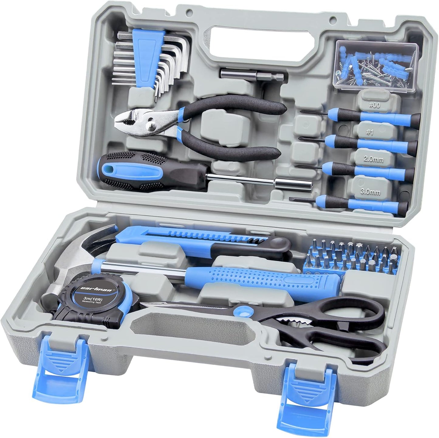 CARTMAN 39-Piece Household Tool Set, Orange Hand Kit With Storage Case | Complete assortment for home repairs, DIY projects, furniture setup, crafting, and daily household fixes in toolbox.