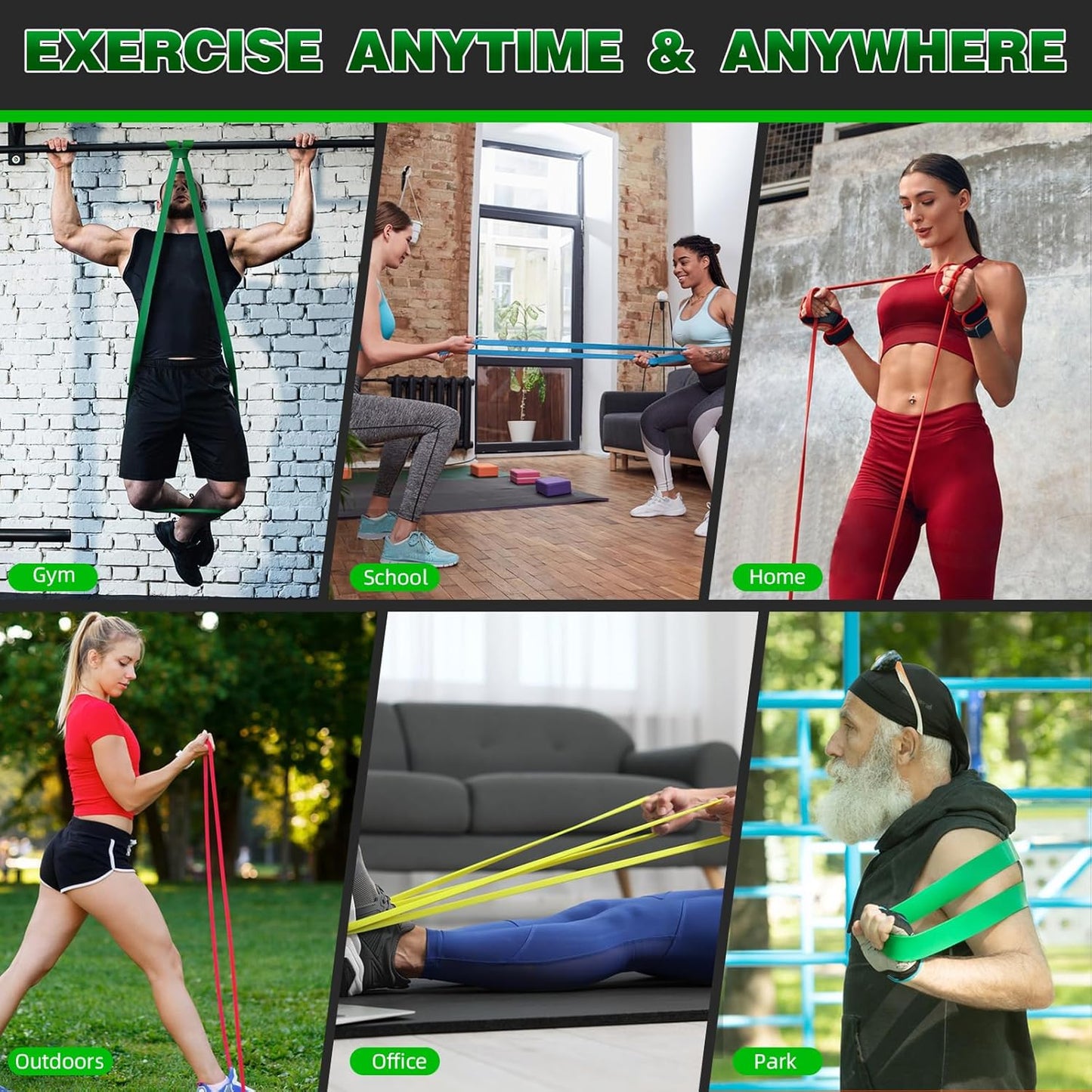 Resistance Bands Set for Working Out, Pull Up Assist, Exercise Bands for Women and Men