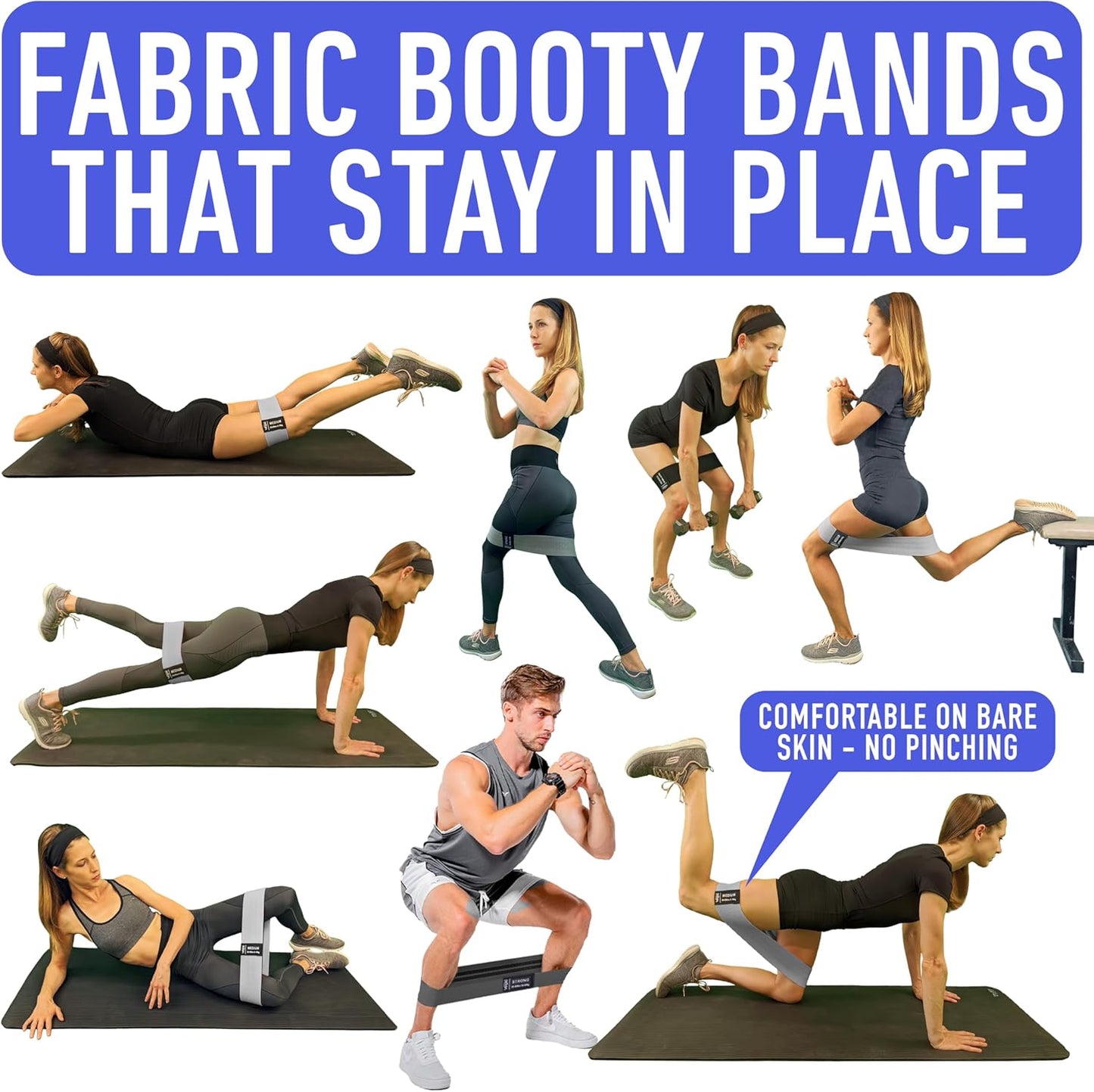 Resistance Bands Set for Working Out with 4 Fabric Elastic Bands