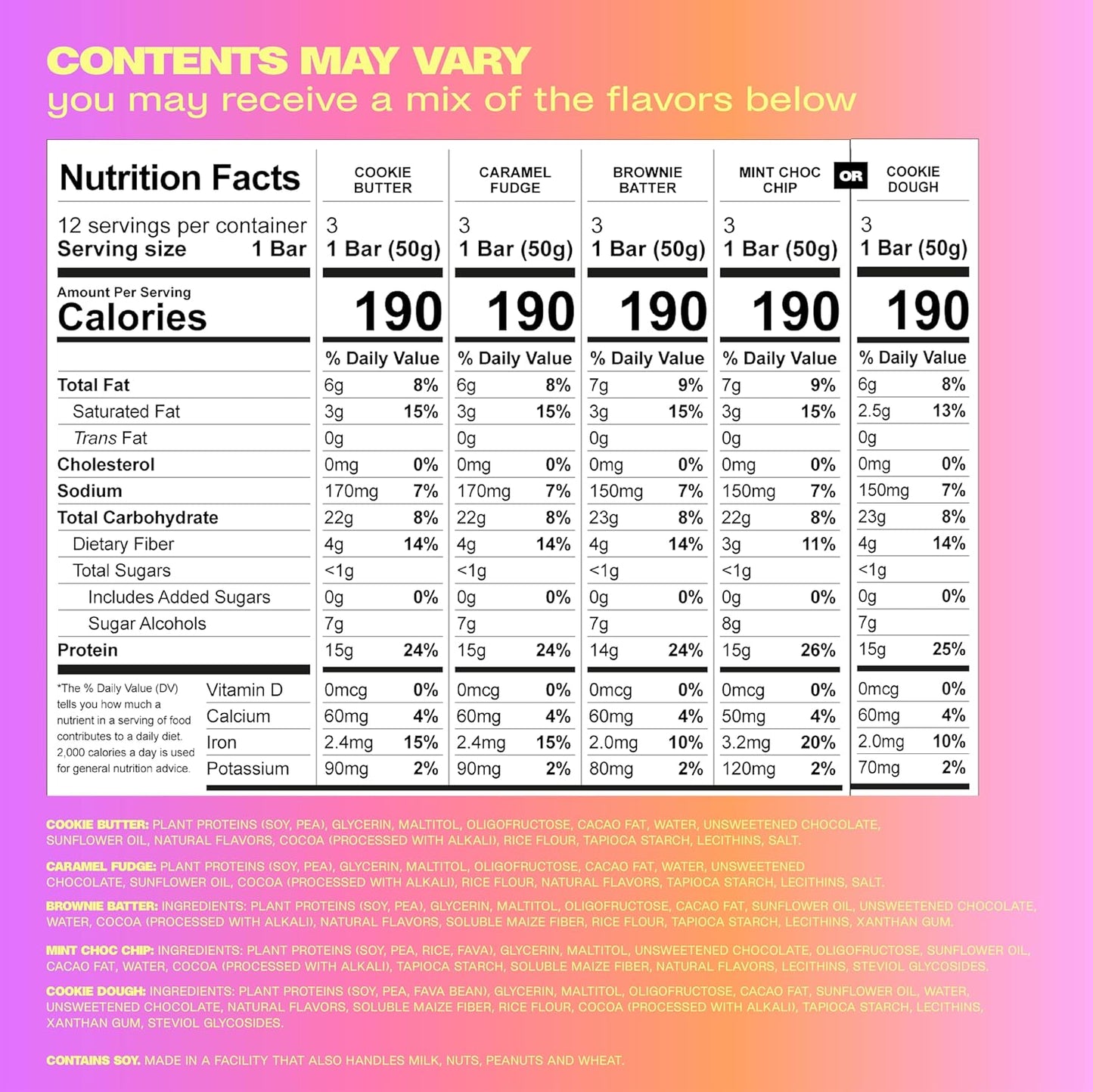 Misfits Protein Bar Variety Pack, 12-count, Multiple Flavors, Plant-based, Low Carb, Non-GMO, Gluten Free