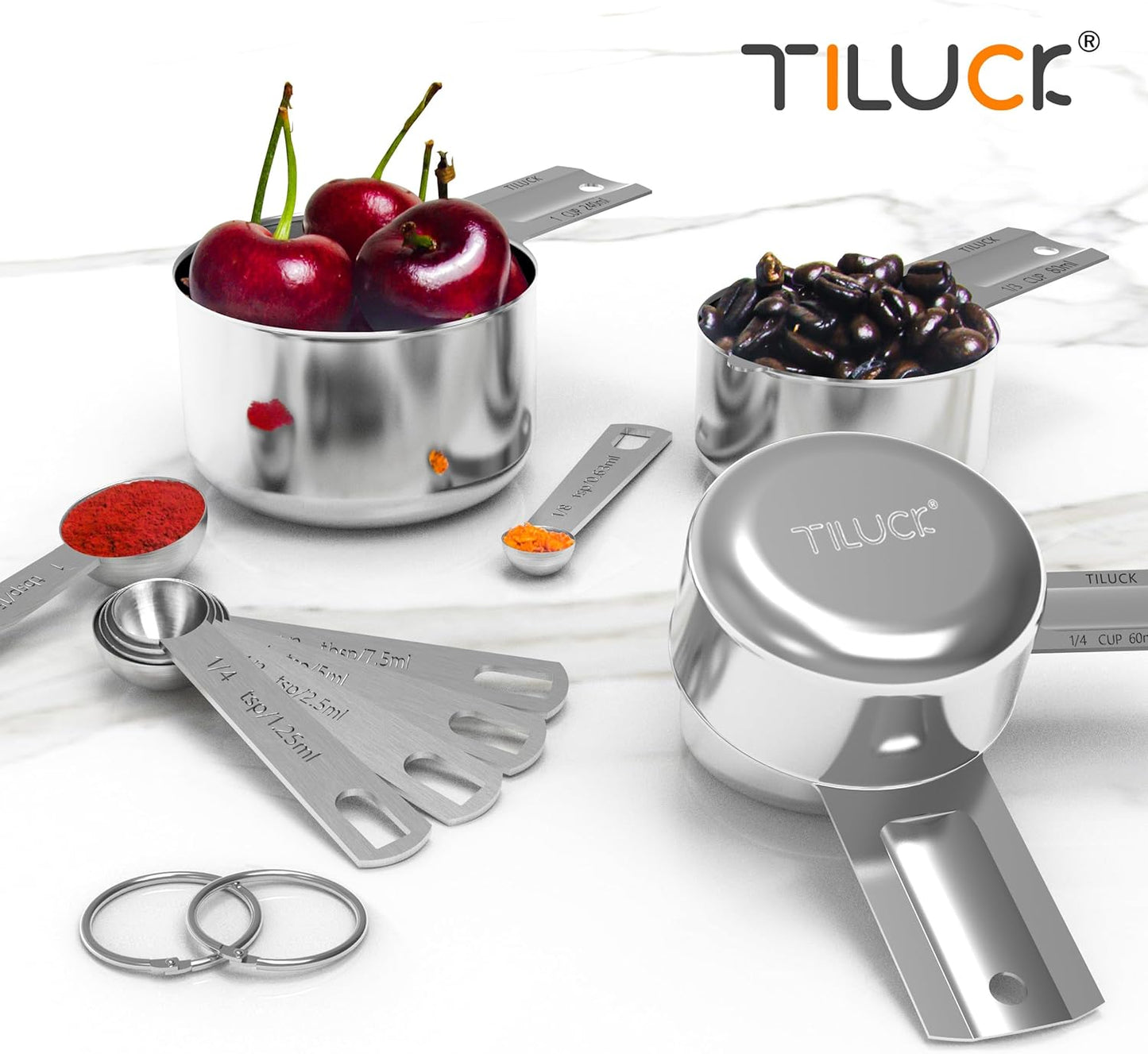 TILUCK Stainless Steel Measuring Cups & Spoons Set, Cups and Spoons,Kitchen Gadgets for Cooking & Baking (10)