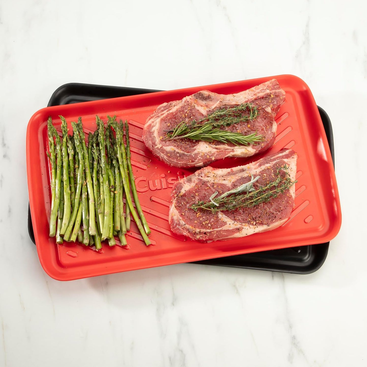 Cuisinart Grilling Prep and Serving Tray, Dishwasher-Safe, 2-Pc Nesting Set | CPK-200, 17-in x 10.5-in food tray set for prepping and serving, shatter-resistant melamine design fits 6 burgers