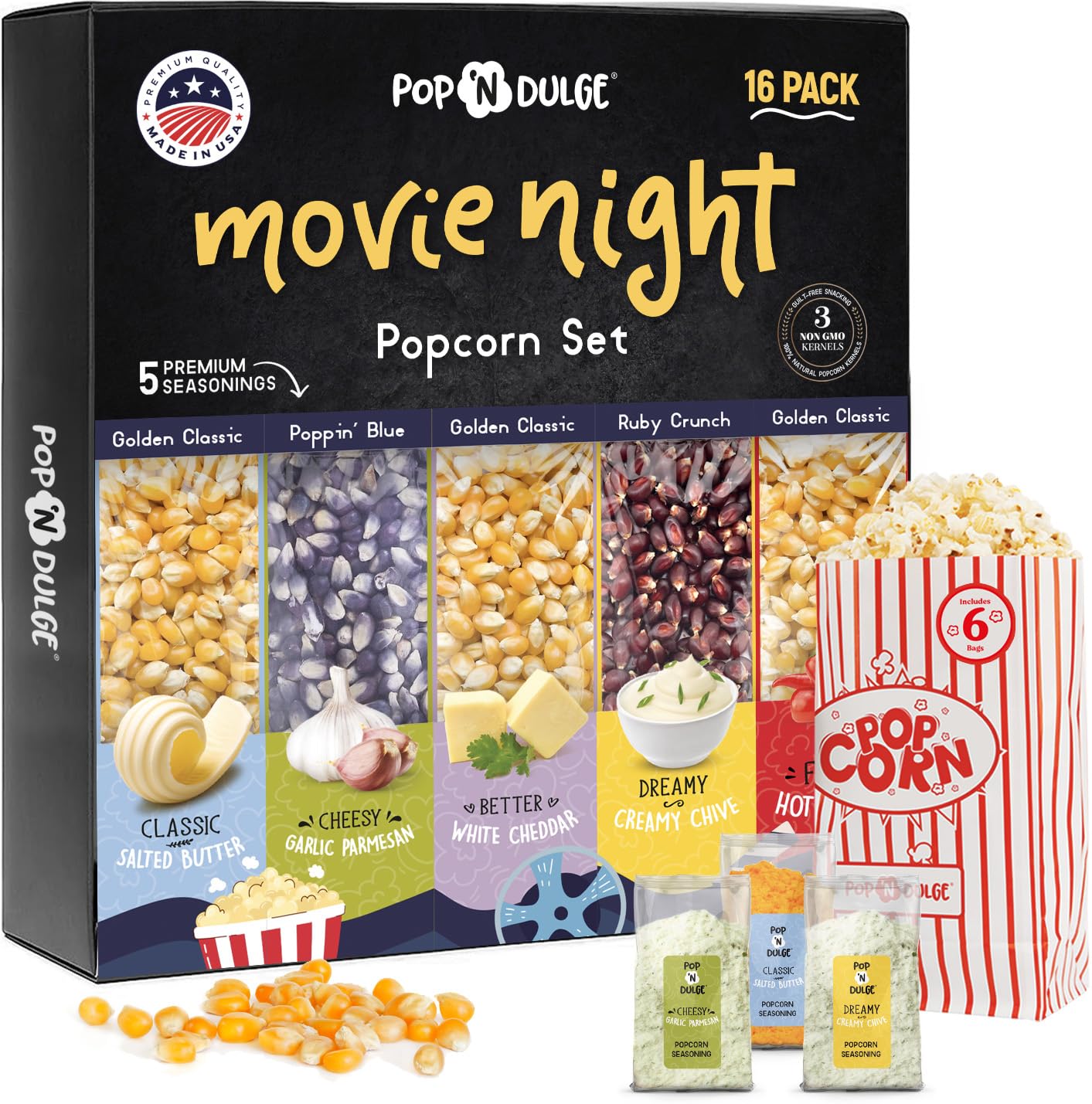 Pop n' Dulge Popcorn Movie Night Supplies 16-piece Gift Set