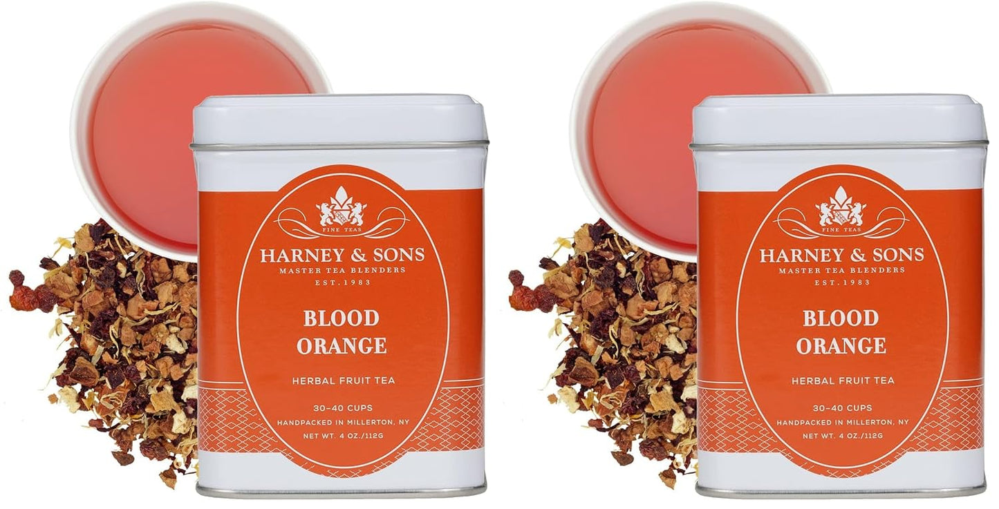 Harney & Sons Blood Orange Fruit Tea, 4 oz Loose Leaf Herbal Tea with Apple Pieces and Raspberry