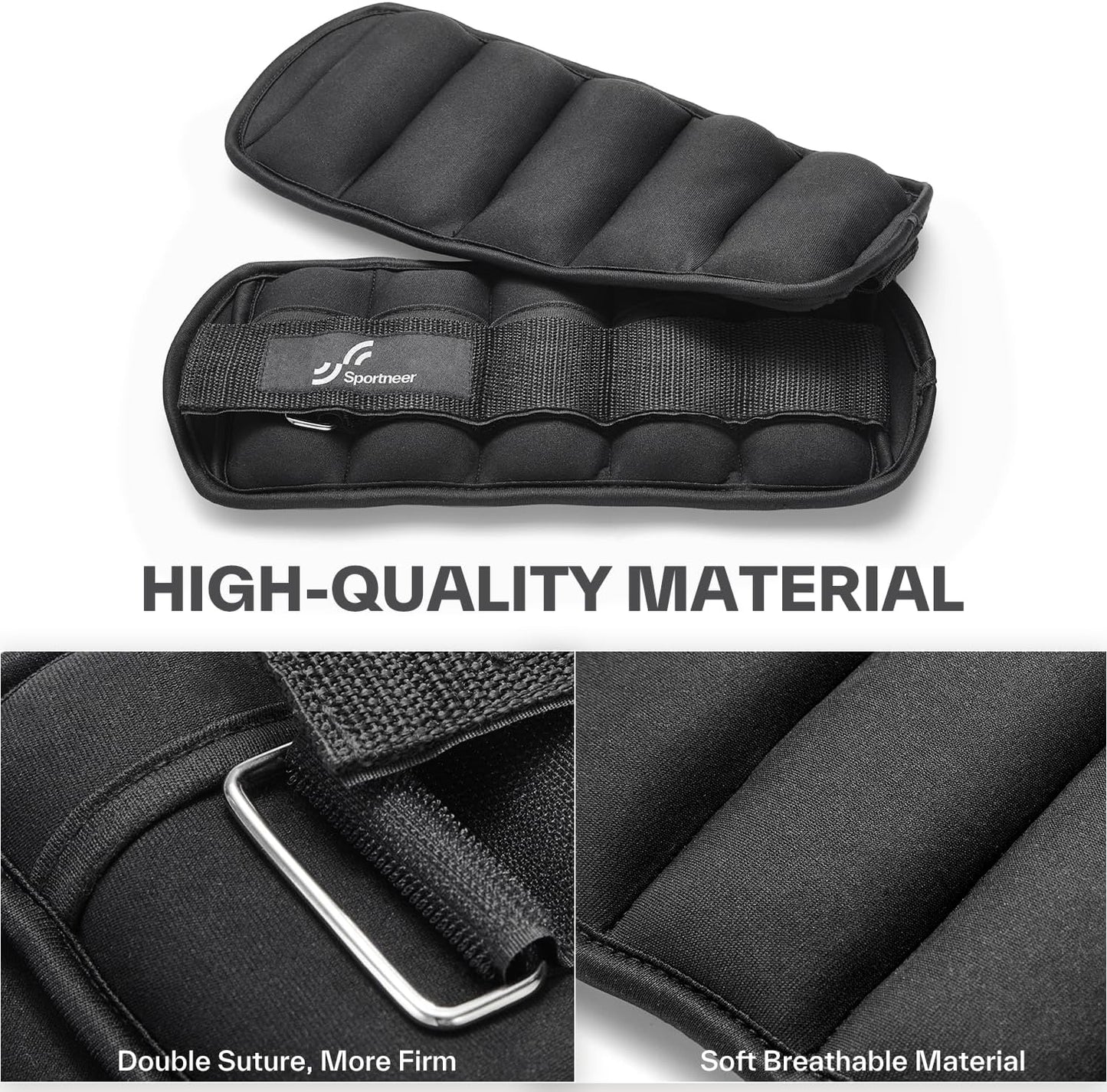 Sportneer Adjustable Ankle Weights Set - 2-10 lbs Removable Neoprene Leg Weights