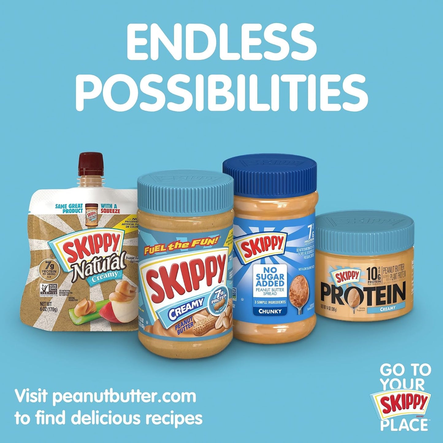 SKIPPY Creamy Peanut Butter, 80 oz Jar, 7g Protein per Serving