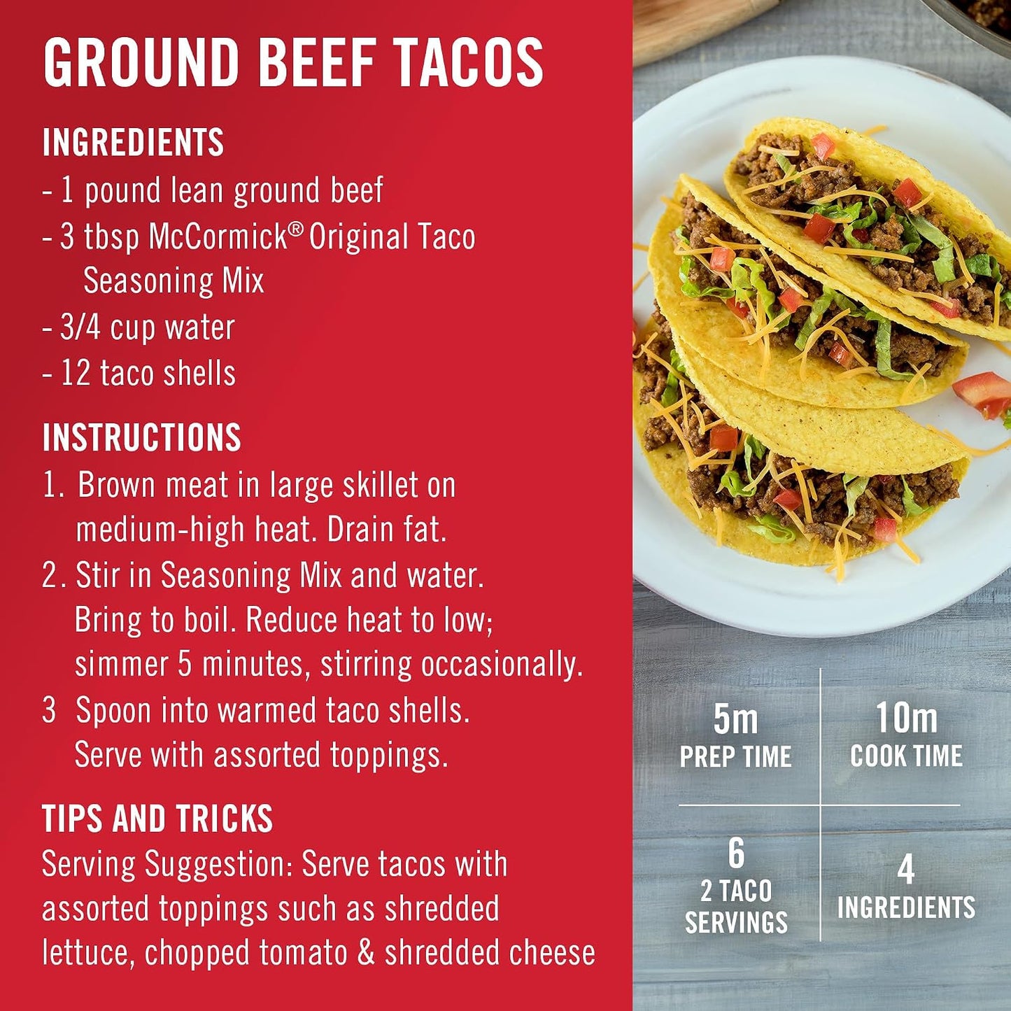 McCormick Taco Seasoning Mix, Original, No MSG, No Dairy, No Artificial Flavors, 24 oz