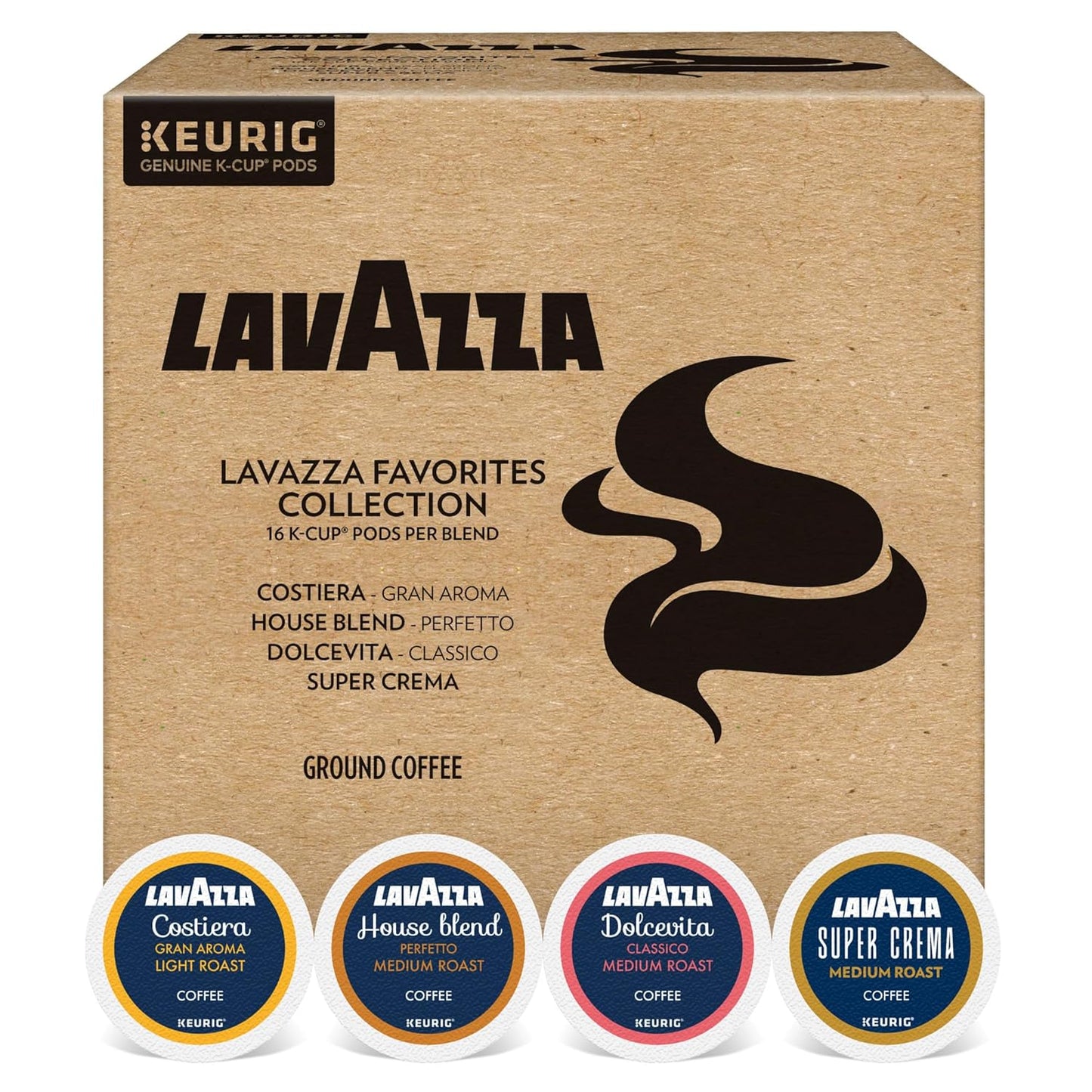 Lavazza Favorites Collection Variety Pack, 64-Count Box, Single Serve Keurig K-Cup Pods