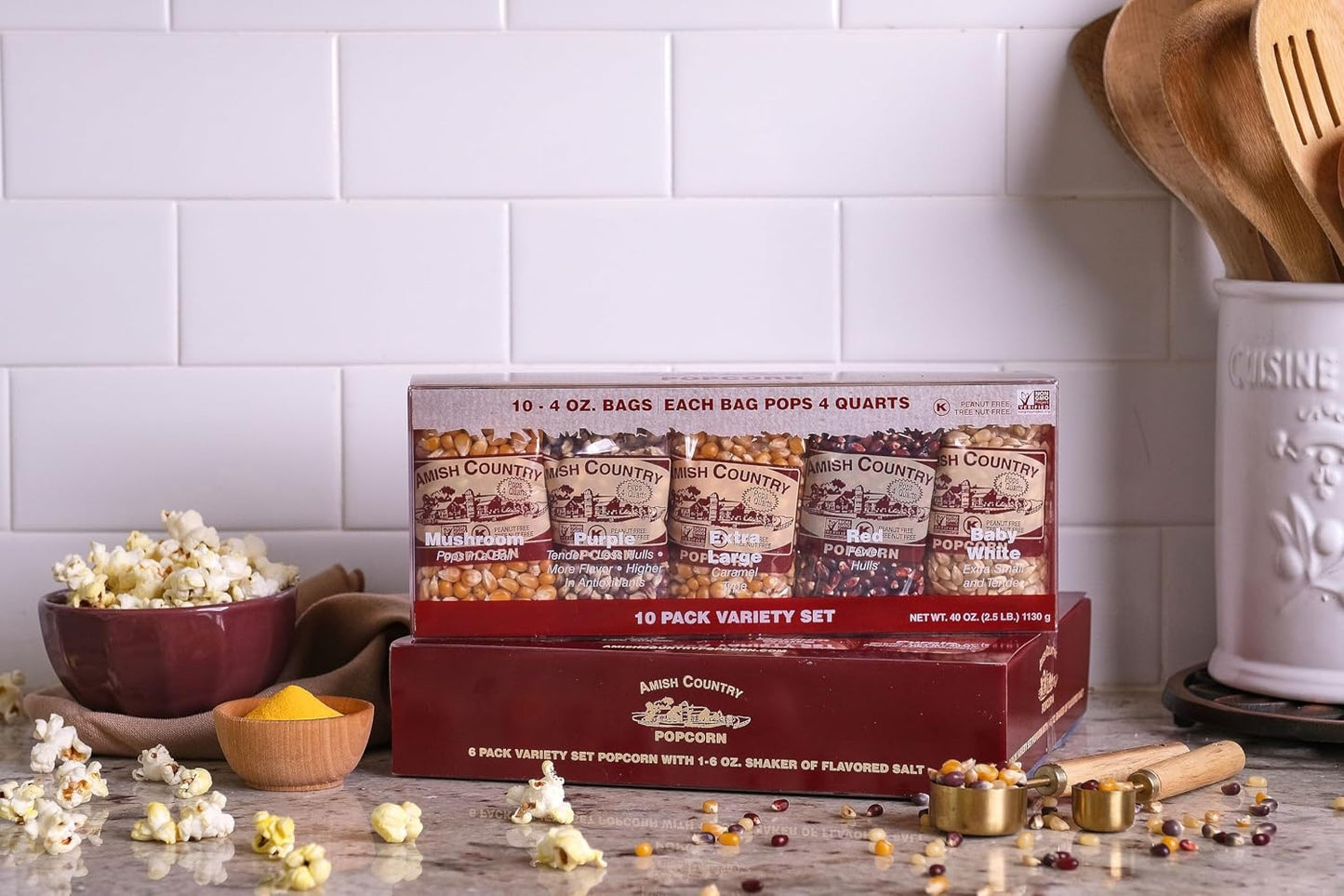 Amish Country Popcorn 4 Ounce Variety Kernel Gift Set 10 Pack Assorted