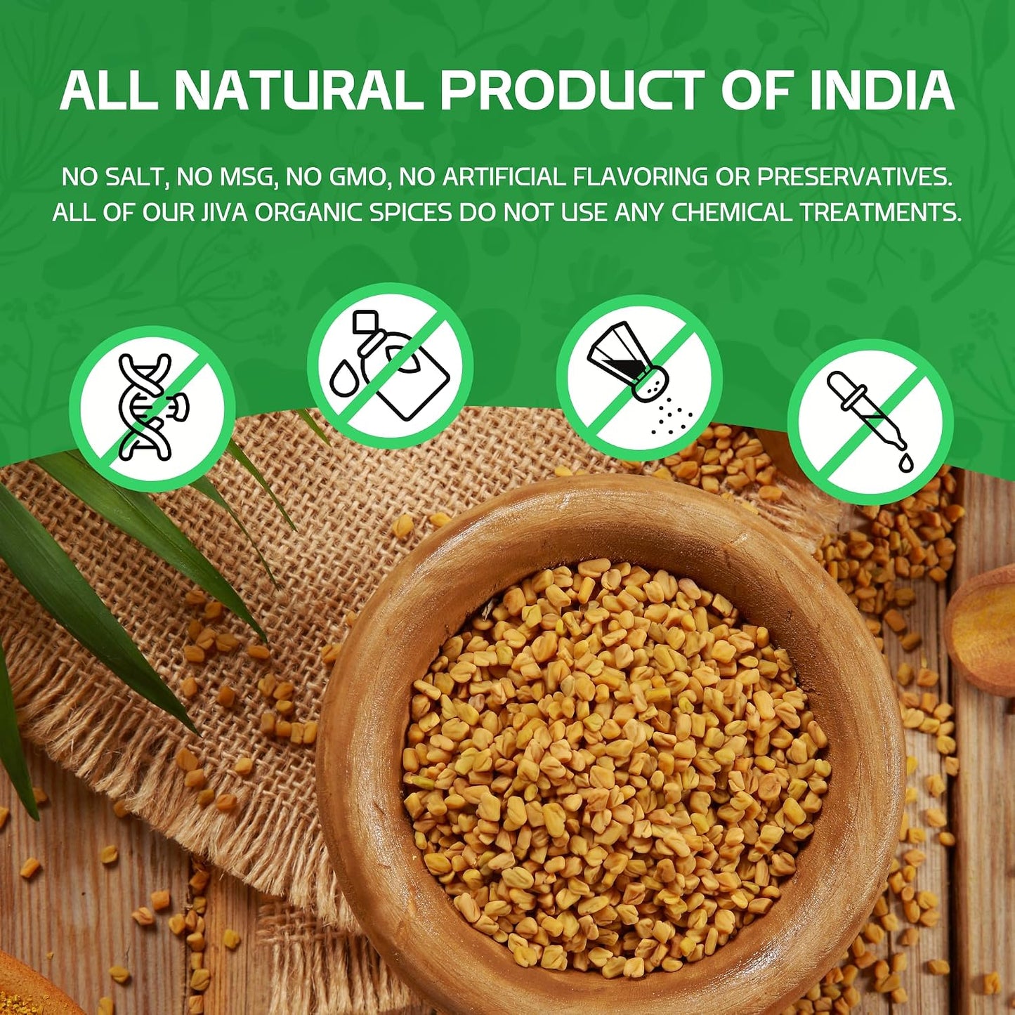 Jiva Organic Fenugreek Seeds 7 Ounce - Non-GMO, Gluten Free, All Natural Fenugreek Spice - USDA Certified, Product of India