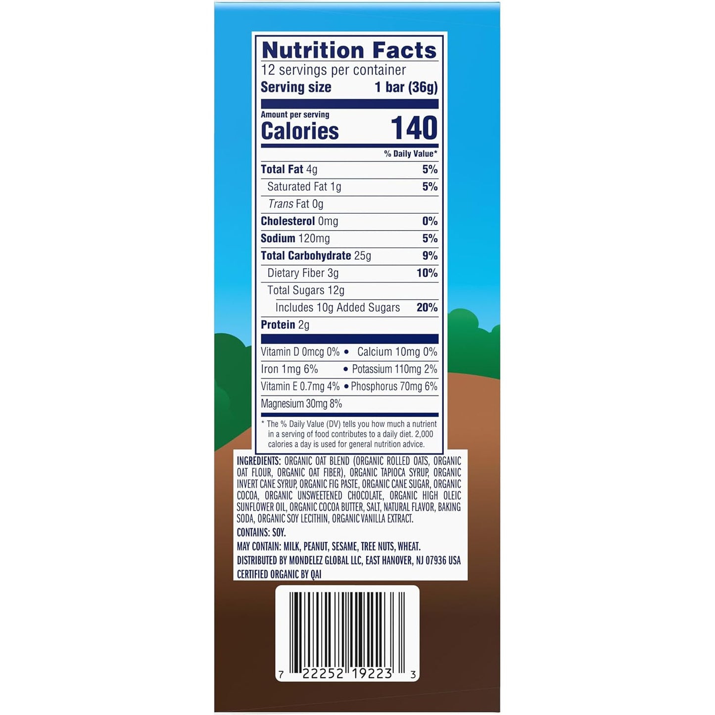 Soft-baked energy snack bars with 11g whole grains and USDA organic granola