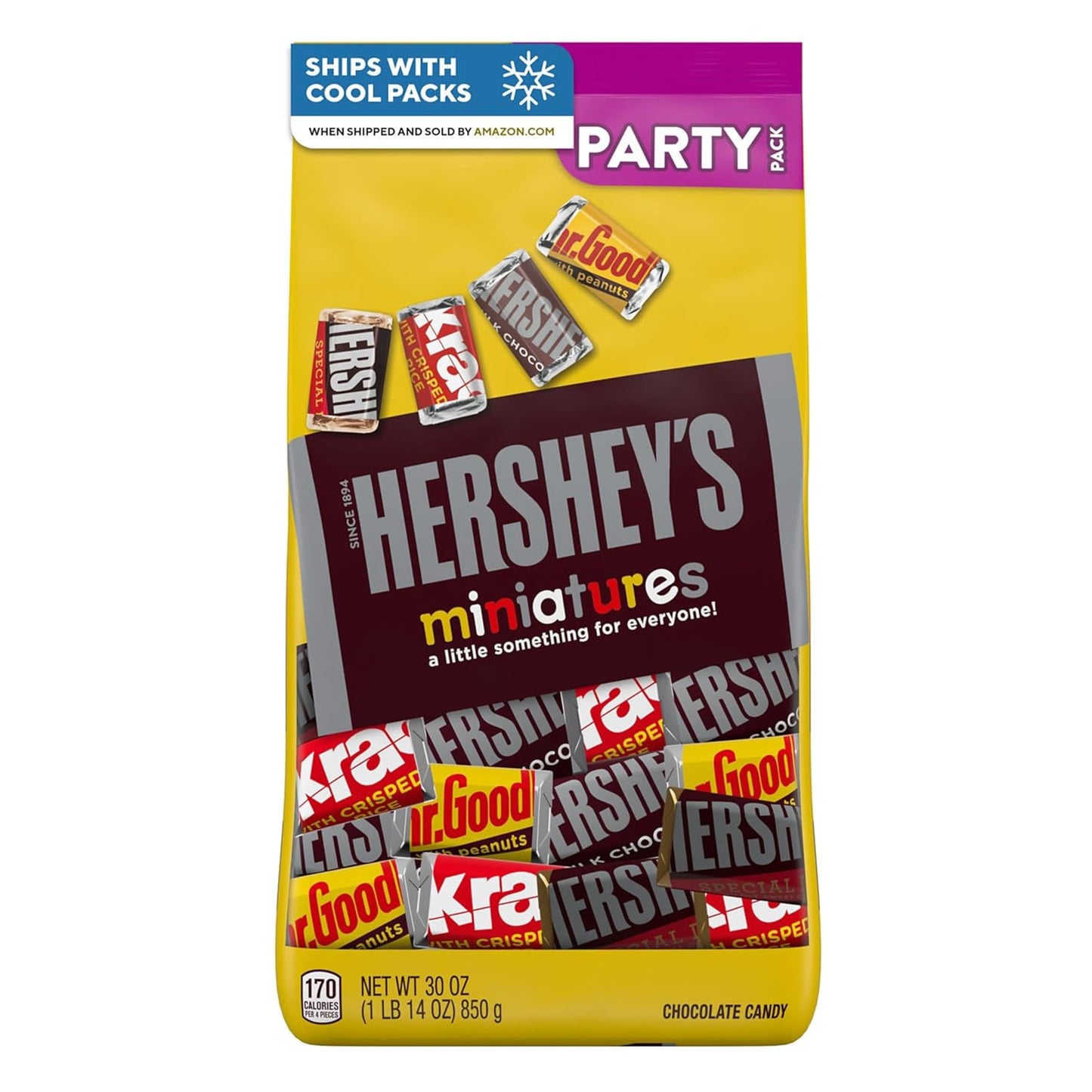 HERSHEY'S Miniatures Assorted Chocolate Candy Party Pack, 30 oz