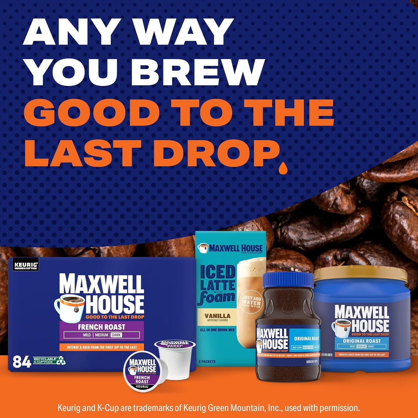 Maxwell House French Roast Dark Roast K-Cup Coffee Pods, 84-count box