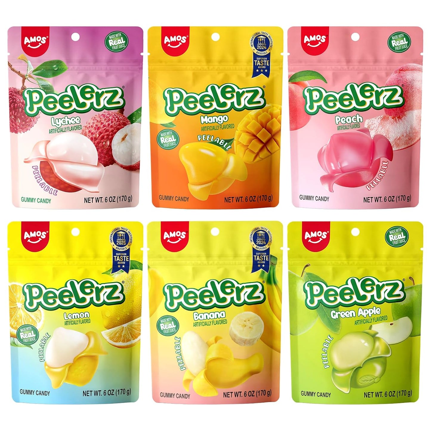 AMOS Peelerz Exotic Fruit Peelable Gummy Candy Variety Pack