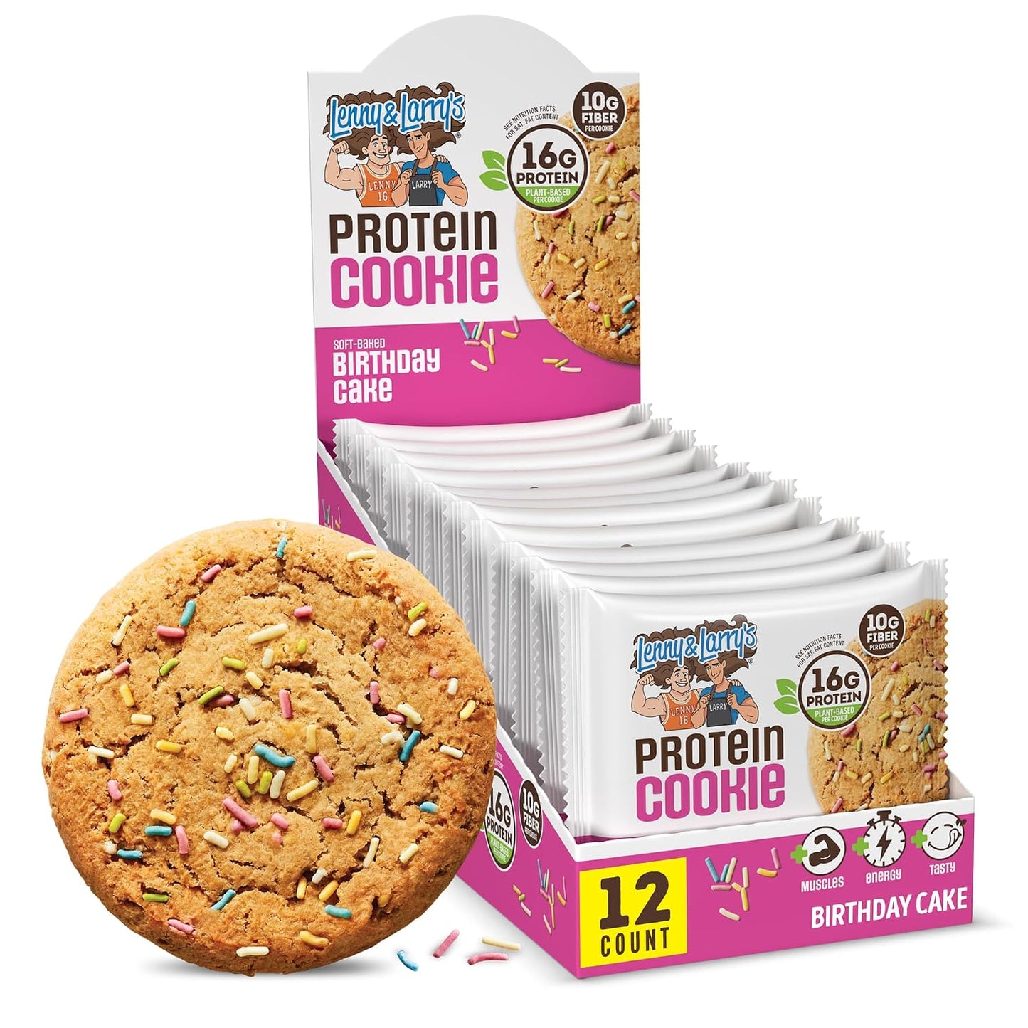 Lenny & Larry's Protein Cookies, Peanut Butter Chocolate Chip, 16g Plant Protein, 10g Fiber, Soft-Baked, Vegan, Non-GMO, 4oz, Pack of 12
