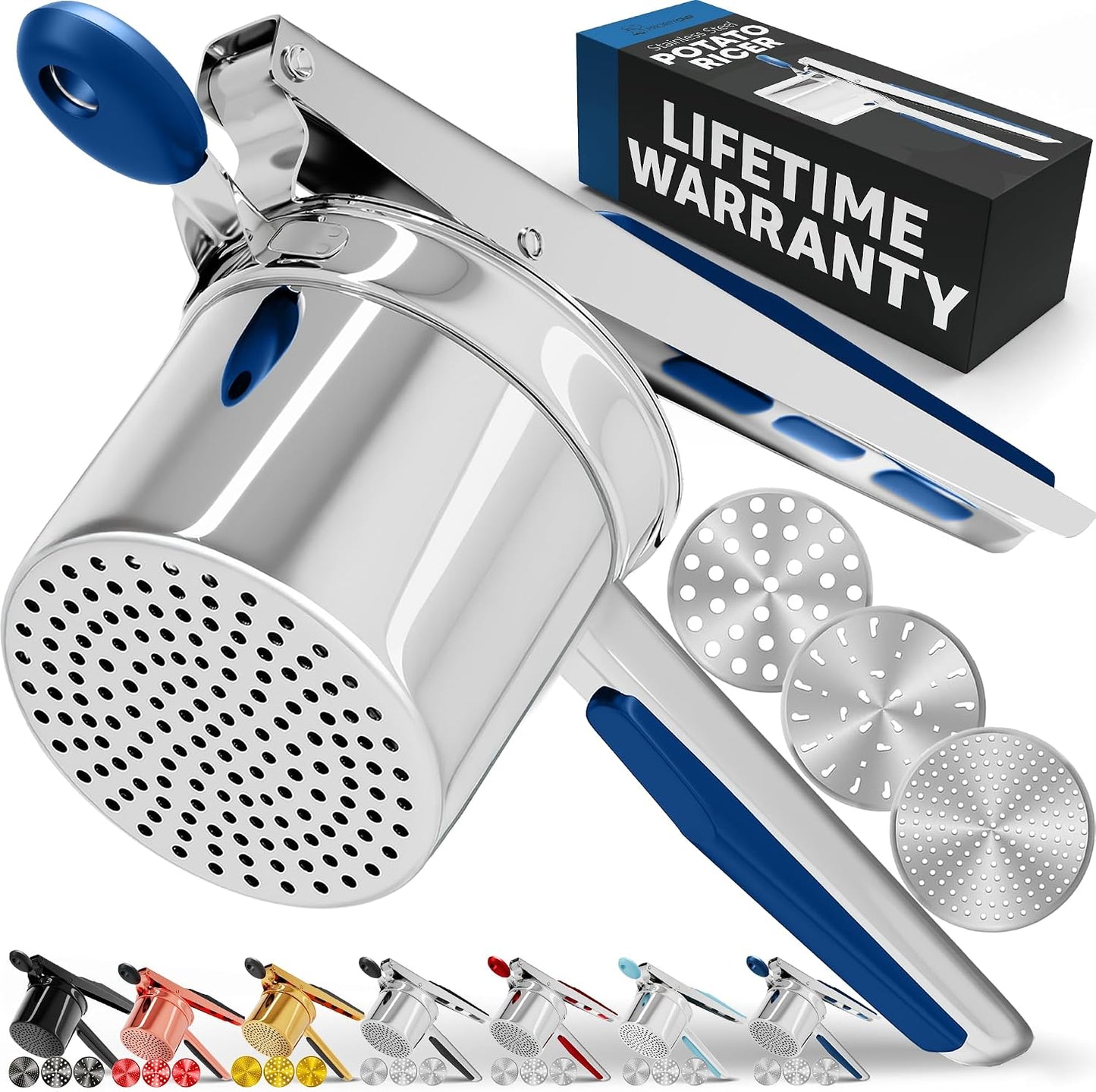 PriorityChef Large 15oz Potato Ricer, Heavy Duty Stainless Steel Potato Masher and Ricer Kitchen Tool, Press and Mash Kitchen Gadget For Perfect Mashed Potatoes - Everytime