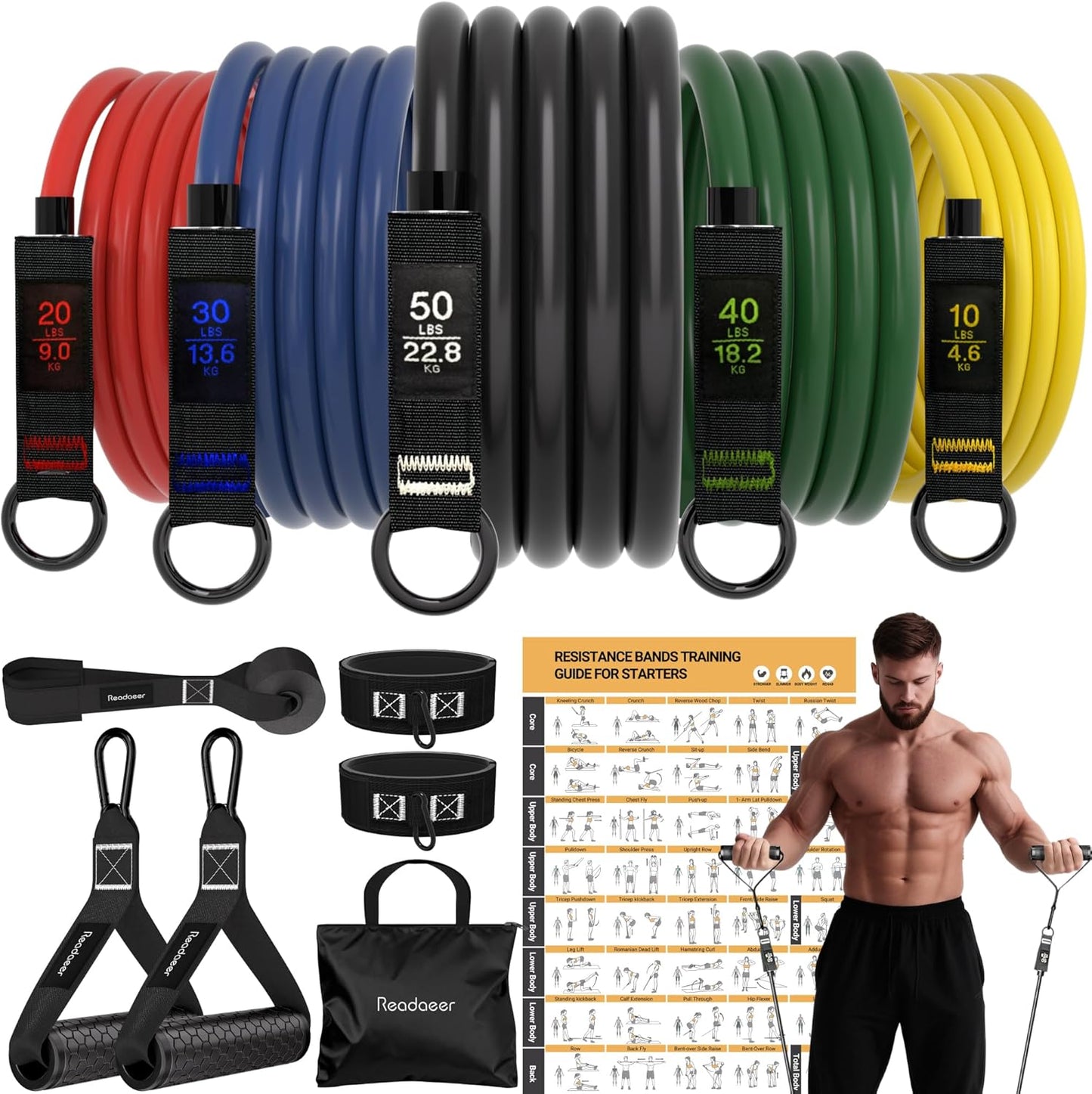 Readaeer Resistance Bands for Fitness and Strength Training