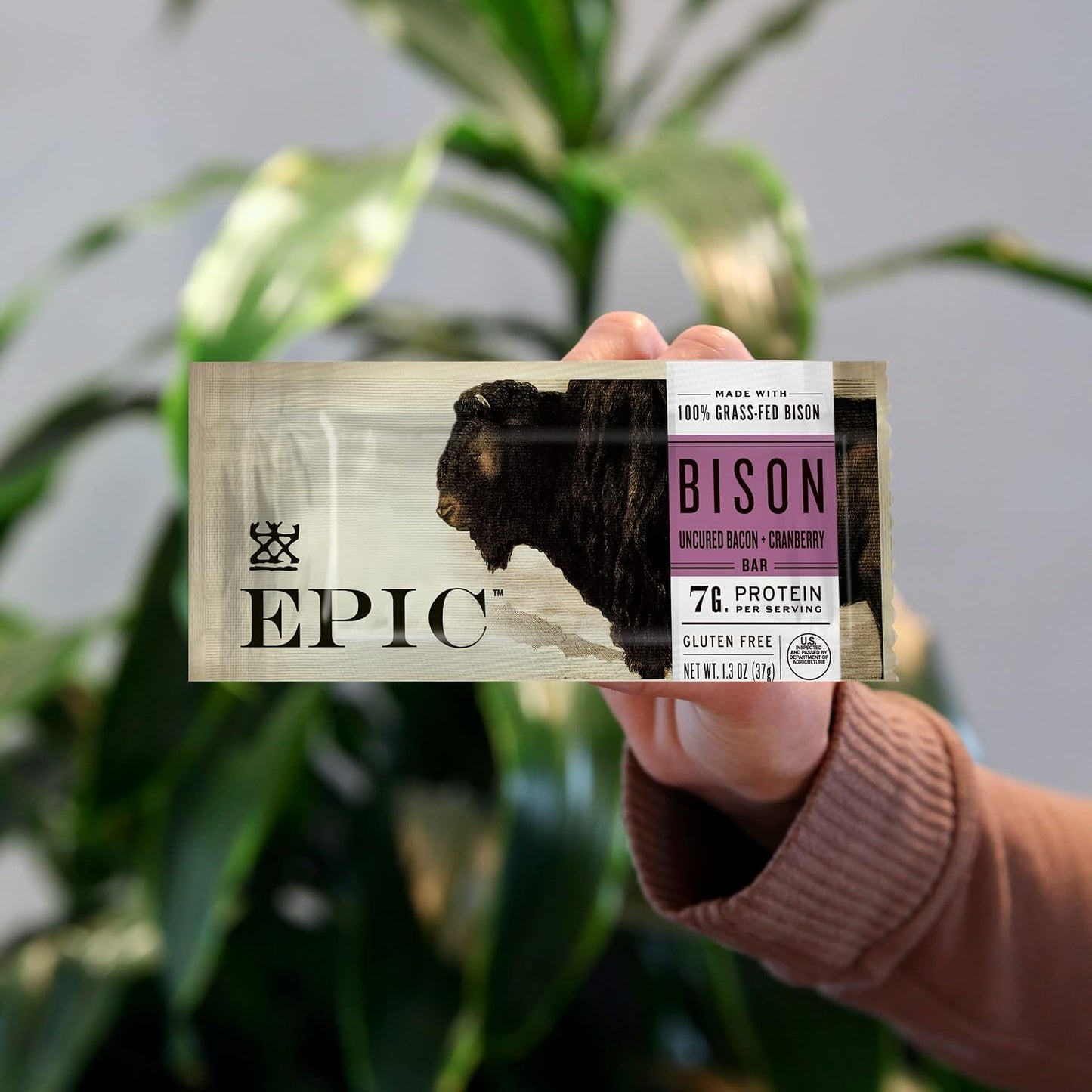 Grass-Fed Bison and Uncured Bacon Protein Bars, 12 Count, 15.6 oz Box