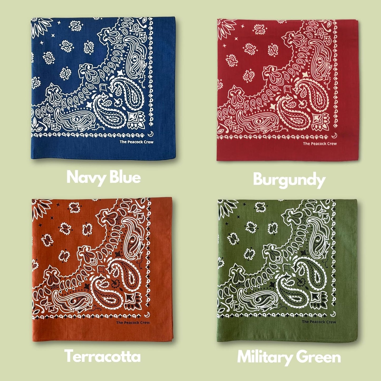 Peacock Crew Premium Soft Cotton Bandanas Paisley 22 x 22 inches