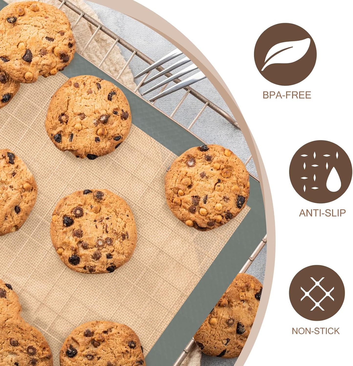 Koolstuffs Silicone Baking Mat, Nonstick and Reusable, 3 Pack | Dishwasher Cleanup, Less Need for Oil, Cooking Spray, No Parchment, Half and Quarter Sheet Sizes, Cookies, Bread, Pastries