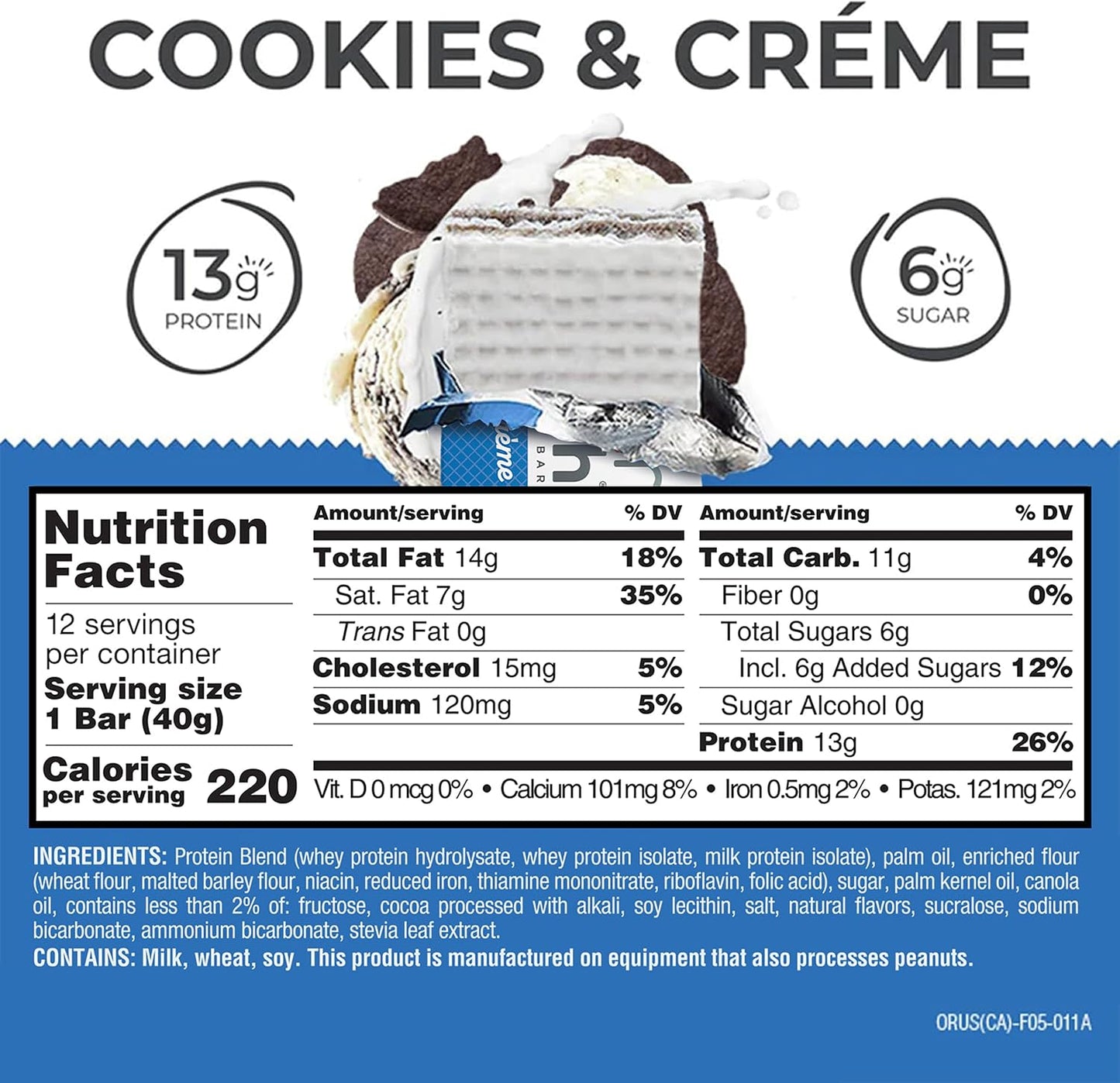 Power Crunch Protein Energy Wafer Bars Cookies and Creme 12 Count