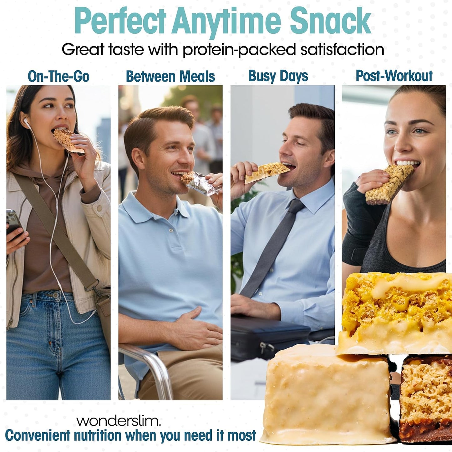 Wonderslim High Fiber Protein Bars Variety Pack 15g Protein 8g Fiber Low Sugar Low Carb