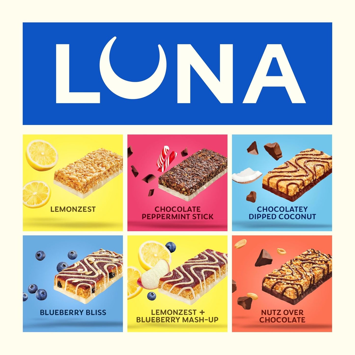 LUNA Bar Variety Pack 12 Count Gluten Free Non GMO Protein Bars