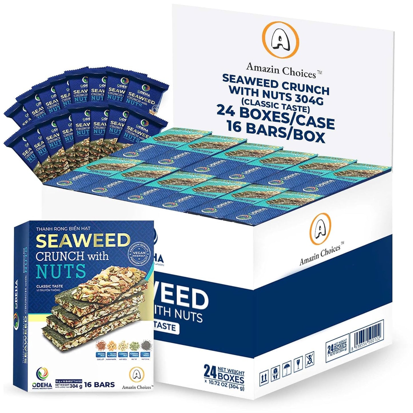 Vegan seaweed snack bars with nuts and seeds, baked without oils, crispy and flavorful