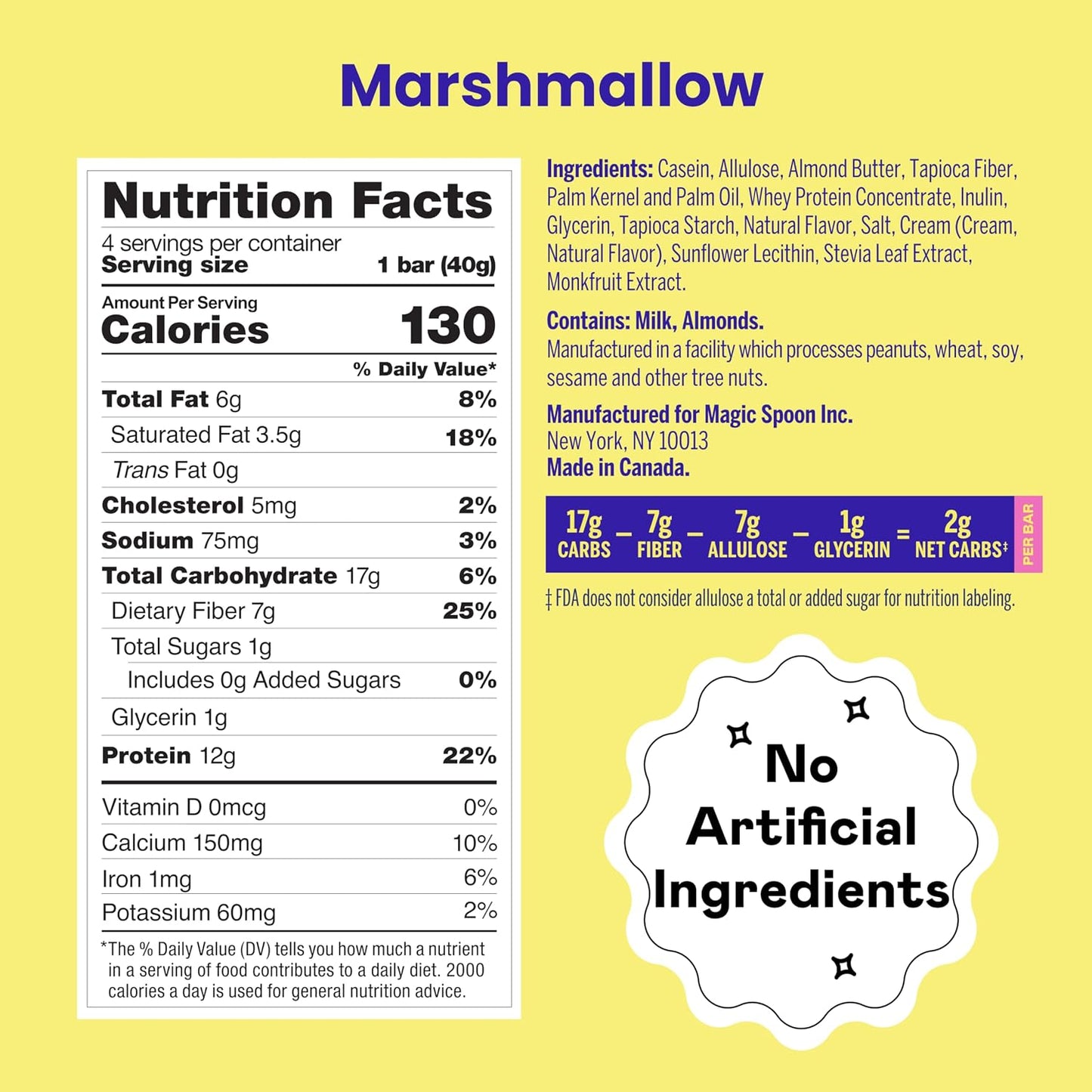 Gluten-free protein bars, 8-count, marshmallow flavor, high protein, low carb, keto friendly