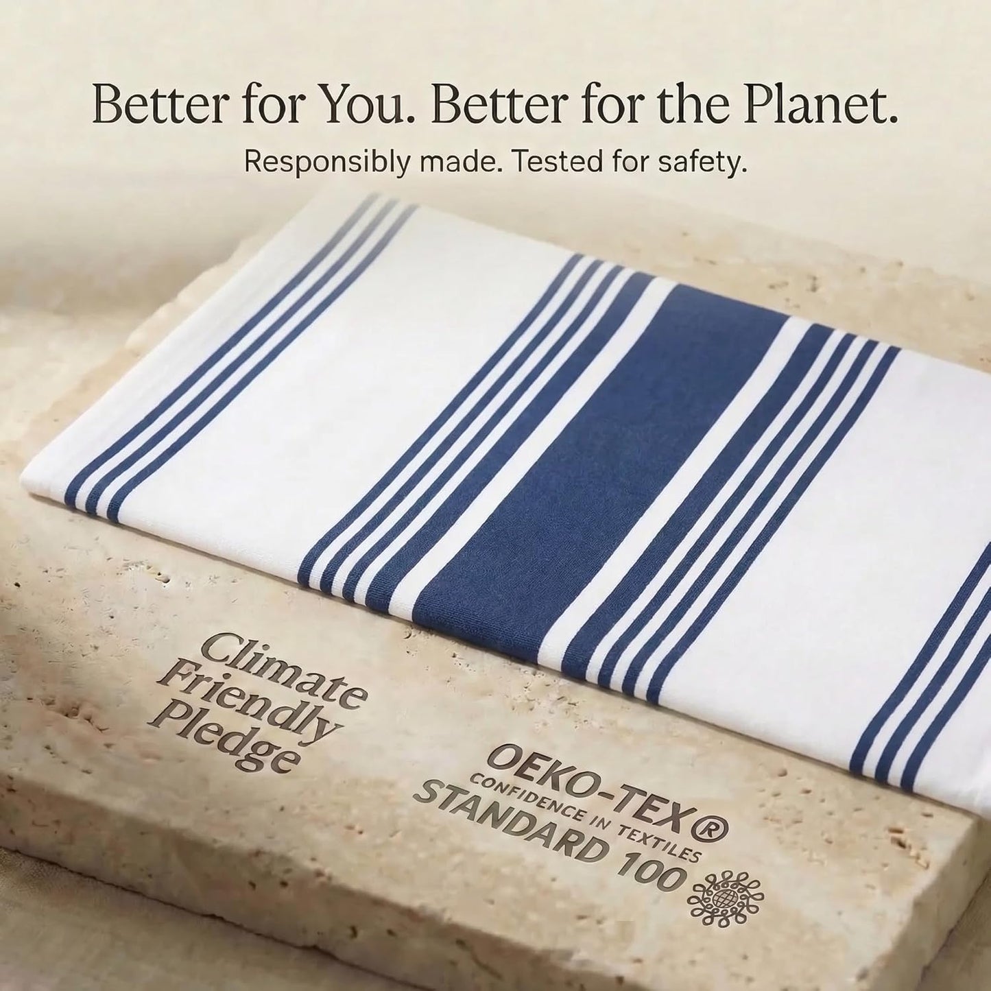 Urban Villa Kitchen Towels 100% Cotton Dish Towels for Kitchen (Set of 6) 20”x30” Dish Cloths Highly Absorbent Kitchen Linen Set with Hanging Loop Perfect for Drying Dishes Cleaning Towels-Blue White
