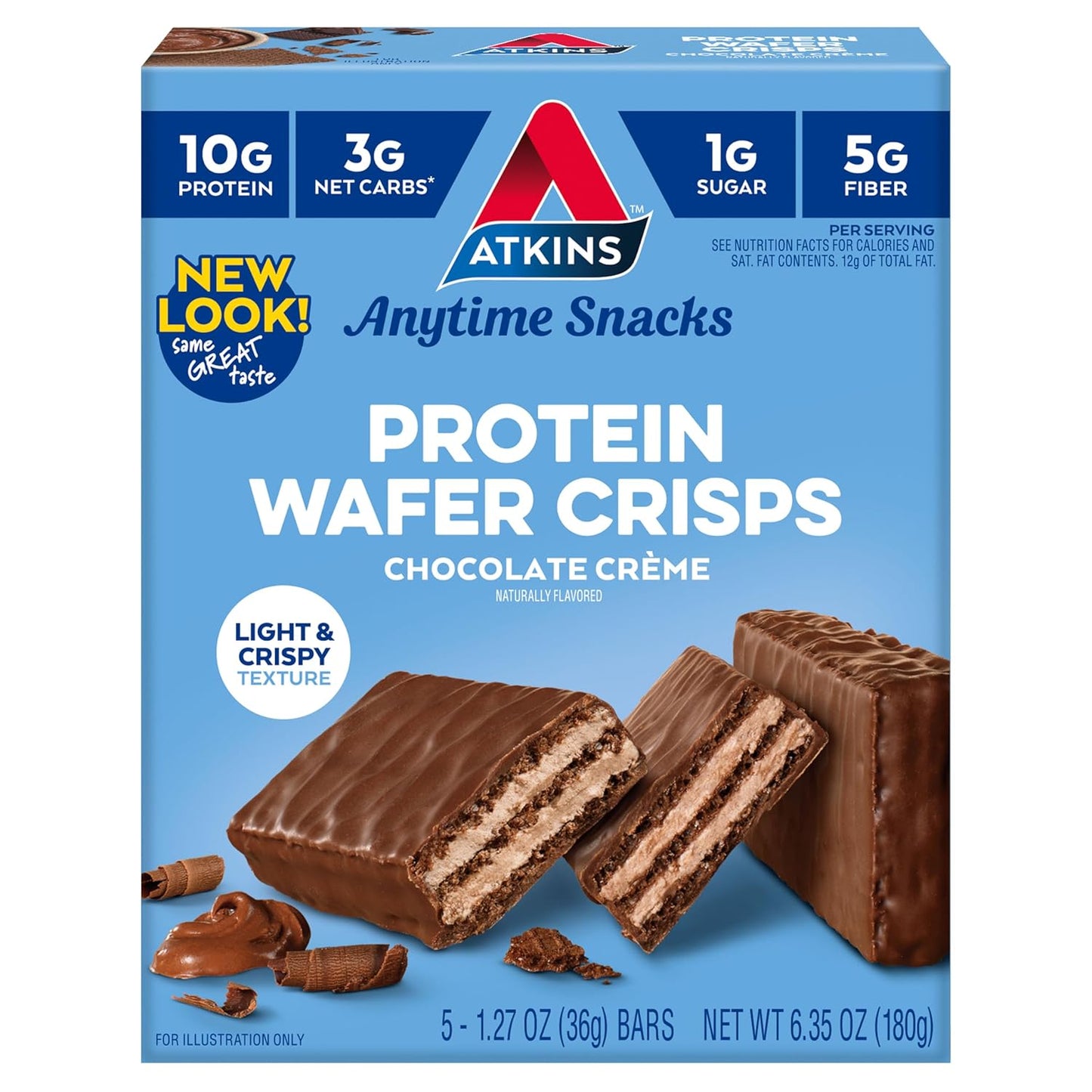 Atkins Chocolate Crème Protein Wafer Crisps, 5 Count, 1.27oz Each