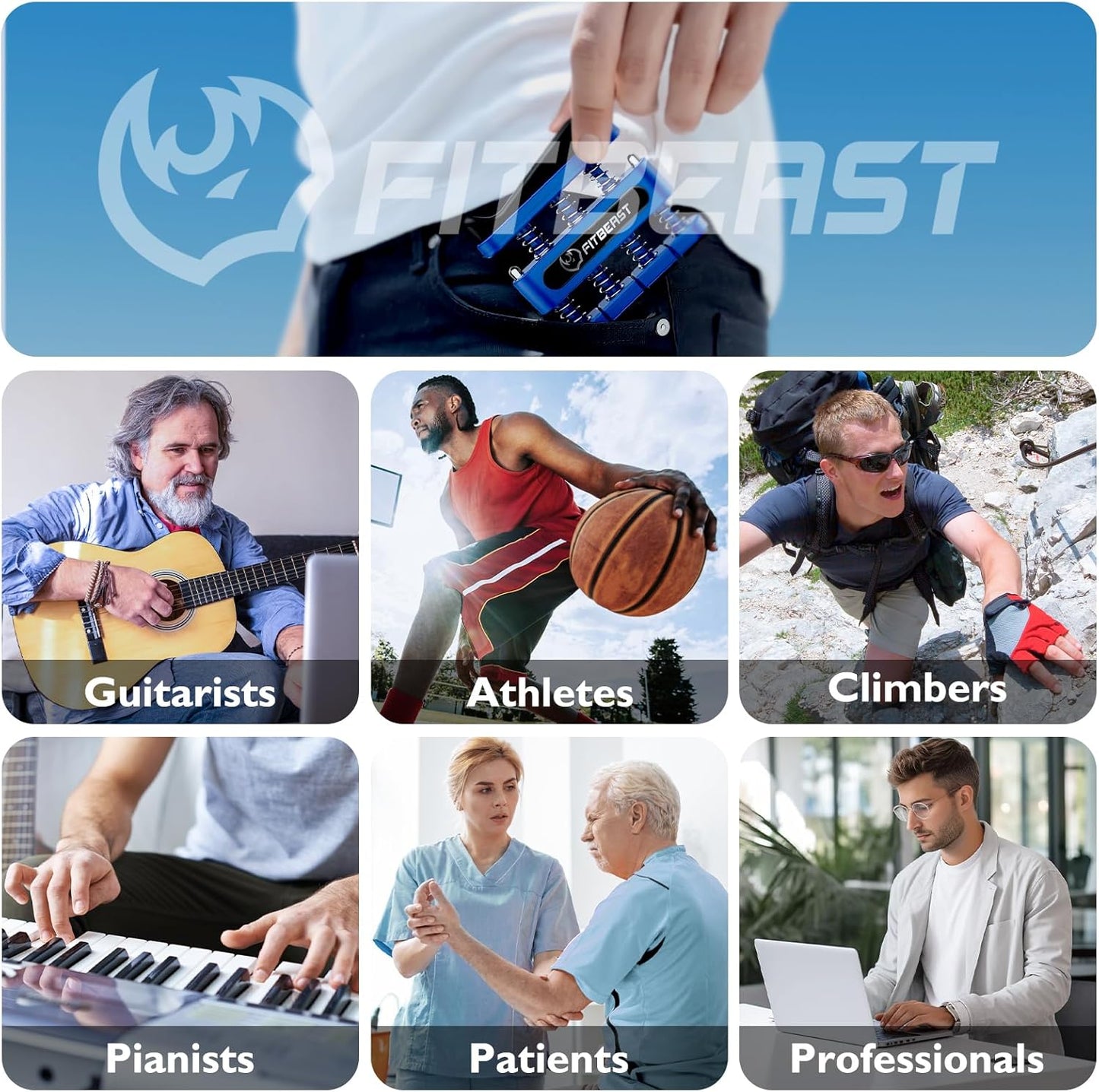 FitBeast Finger Strengthener - Improve Dexterity, Strength & Recovery