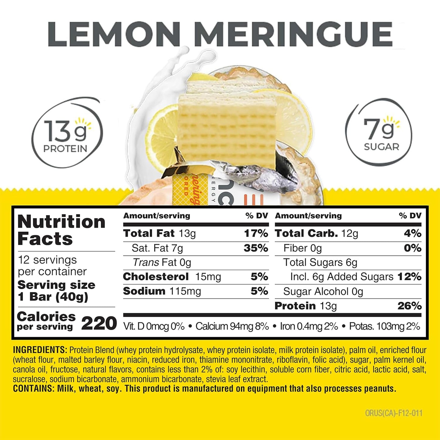 Power Crunch Protein Energy Wafer Bars, Lemon Meringue, 1.4 Ounce, 12 Count