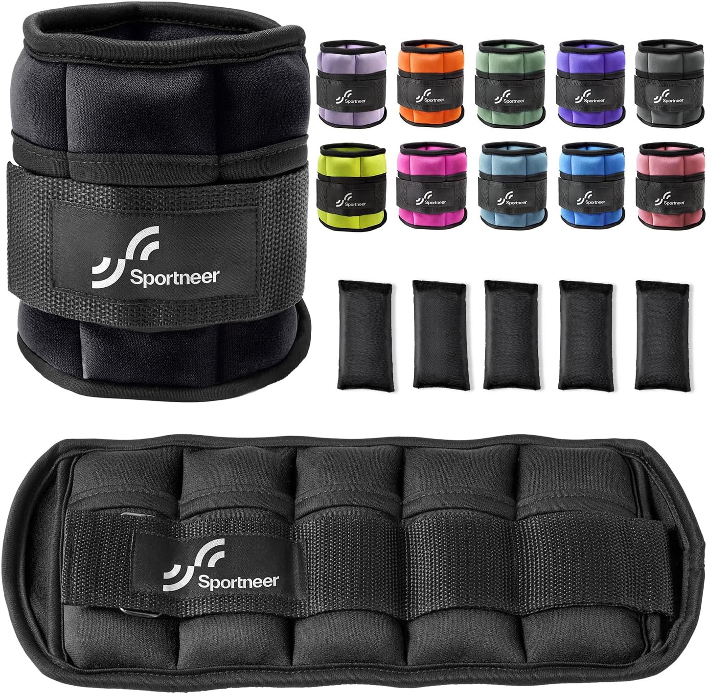 Sportneer Adjustable Ankle Weights Set - 2-10 lbs Removable Neoprene Leg Weights