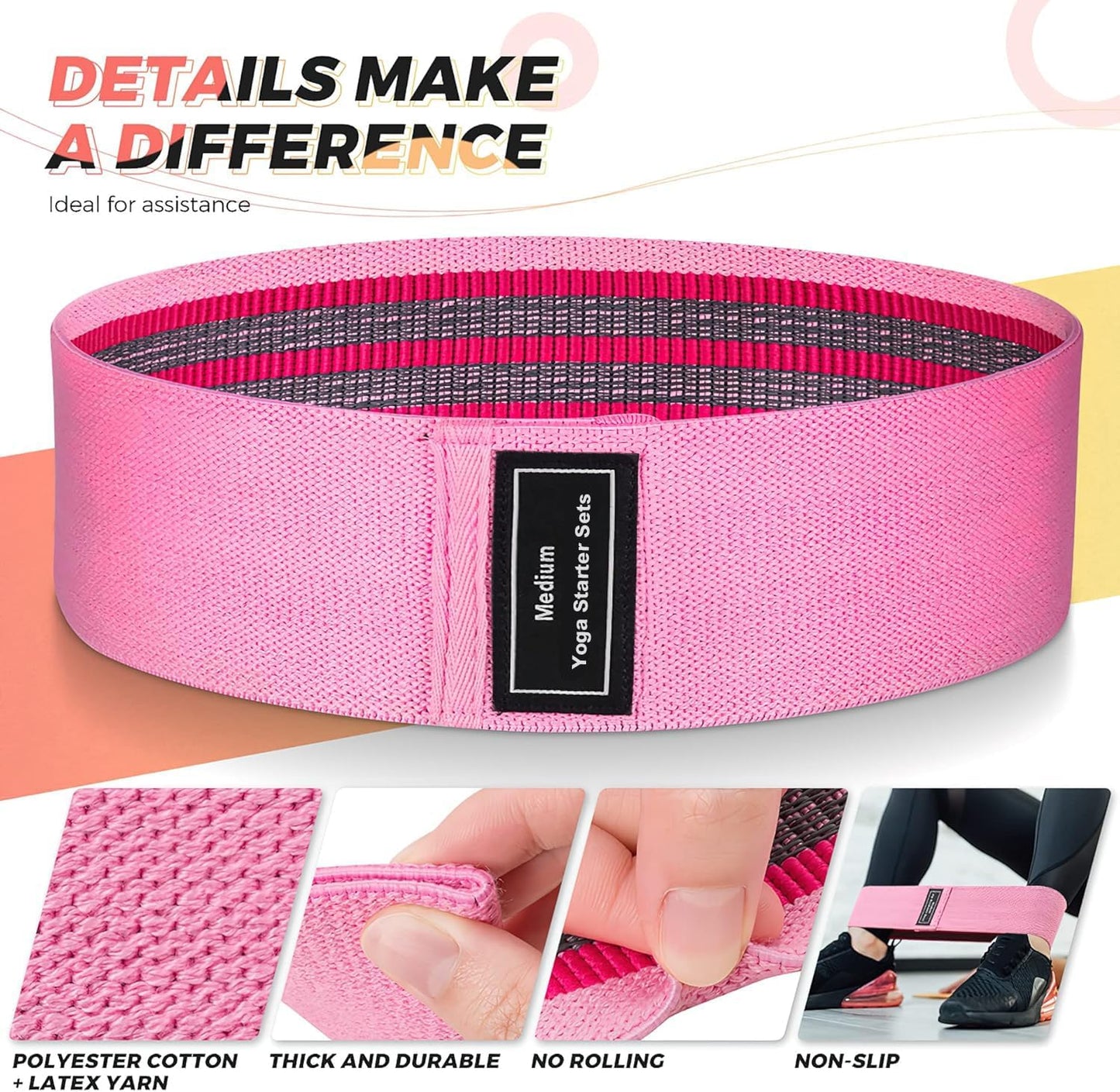 Renoj 3-Set Resistance Bands for Pilates, Yoga, Home Gym