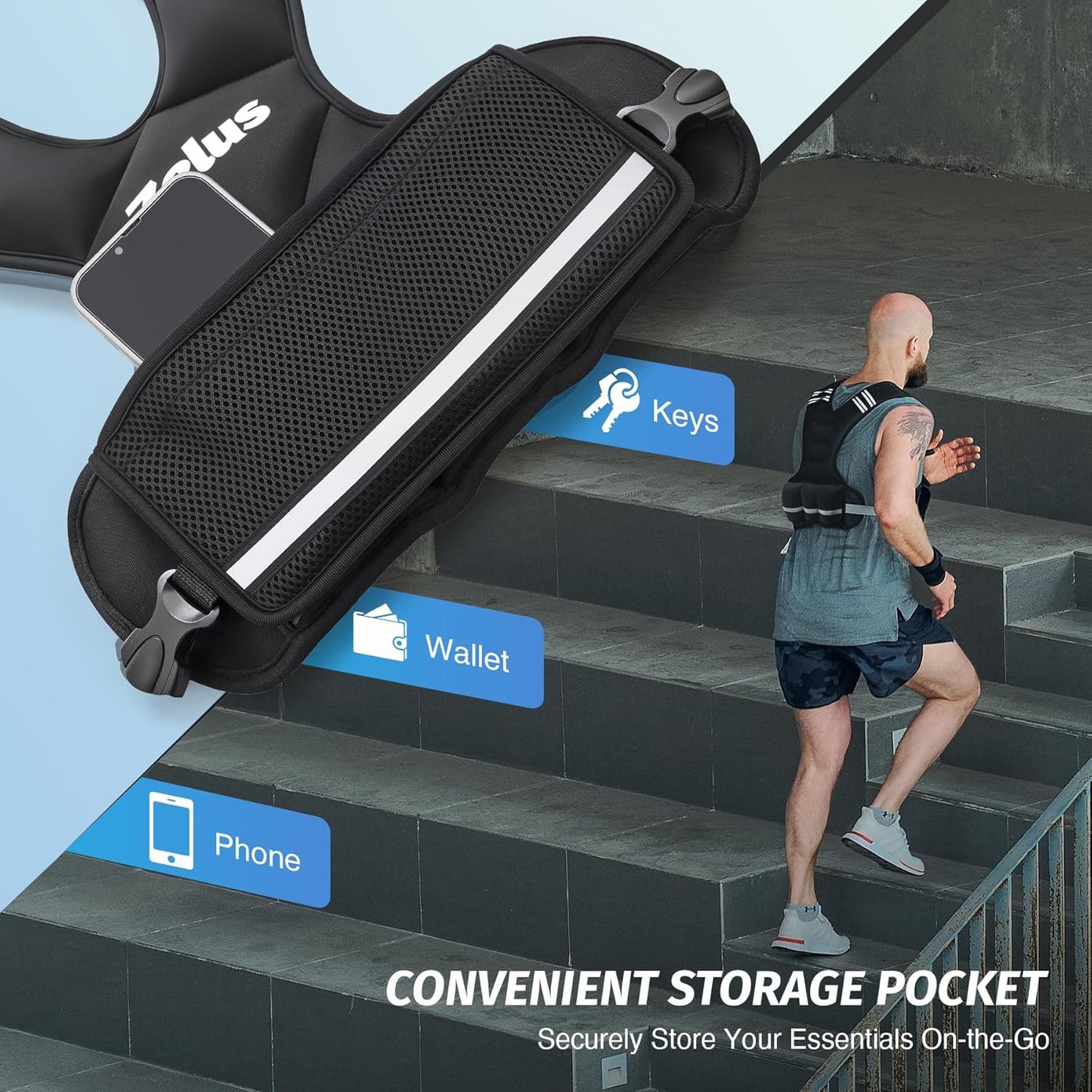 Zelus Adjustable Weighted Vest for Men & Women - 4-10lb/11-20lb/20-32lb Workout Vest