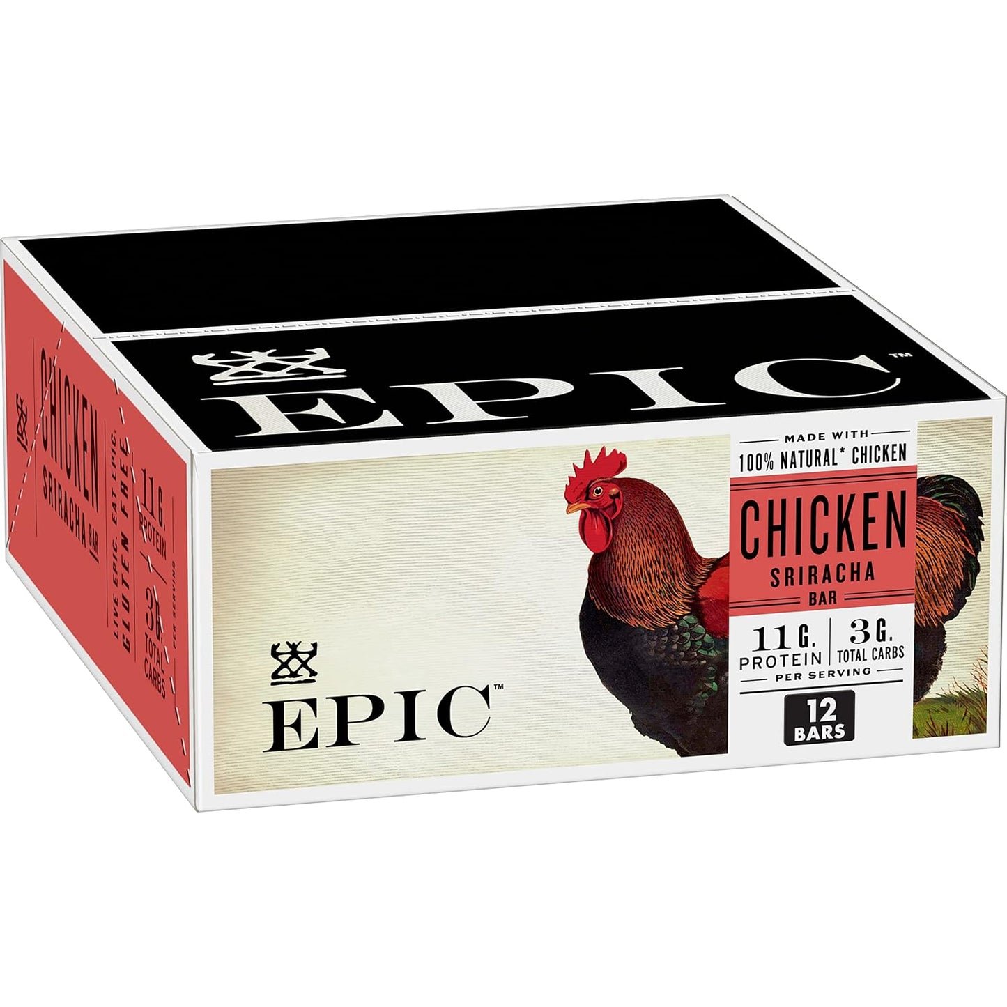 EPIC Bars, Chicken Sriracha, 12 Count, 15.6 oz, Gluten Free