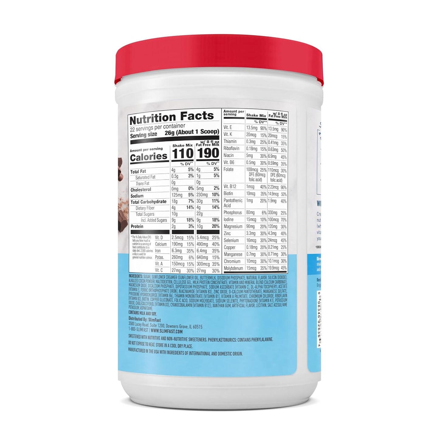 SlimFast Meal Replacement Powder, Original Rich Chocolate Royale, 10g of Protein, 22 Servings (Packaging May Vary)