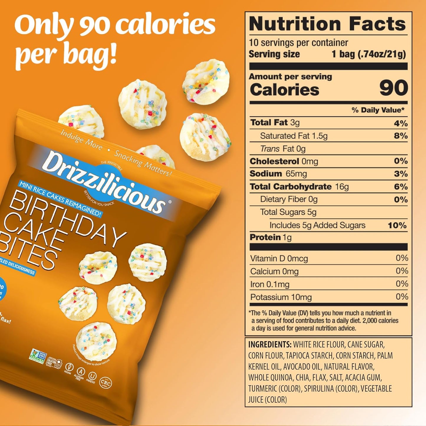Drizzilicious Mini Rice Cakes Variety Pack, 12 Count, 0.74 oz Each