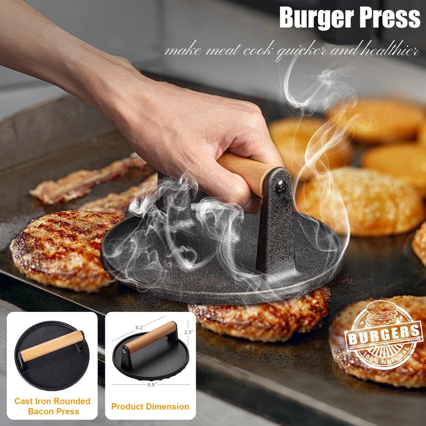Grilliance 27pcs Griddle Accessories Kit for Blackstone, Professional Hibachi Flat Top Grill Tools, Enlarged Spatula Gift Set with Basting Cover,Burger Press Patty Maker for Outdoor BBQ Teppanyaki