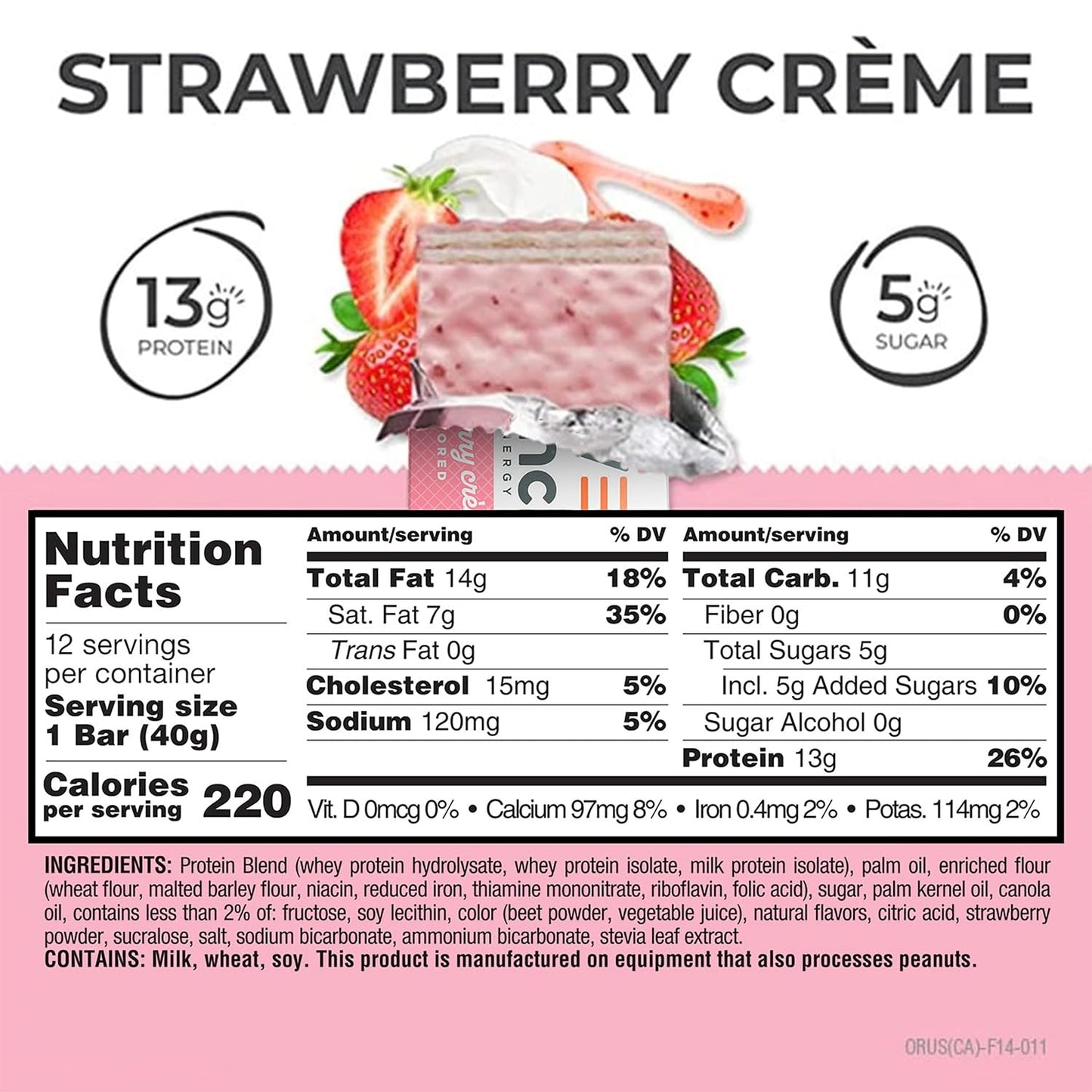 Power Crunch Protein Energy Wafer Bars Strawberry Crème 1.4 Ounce 12 Count