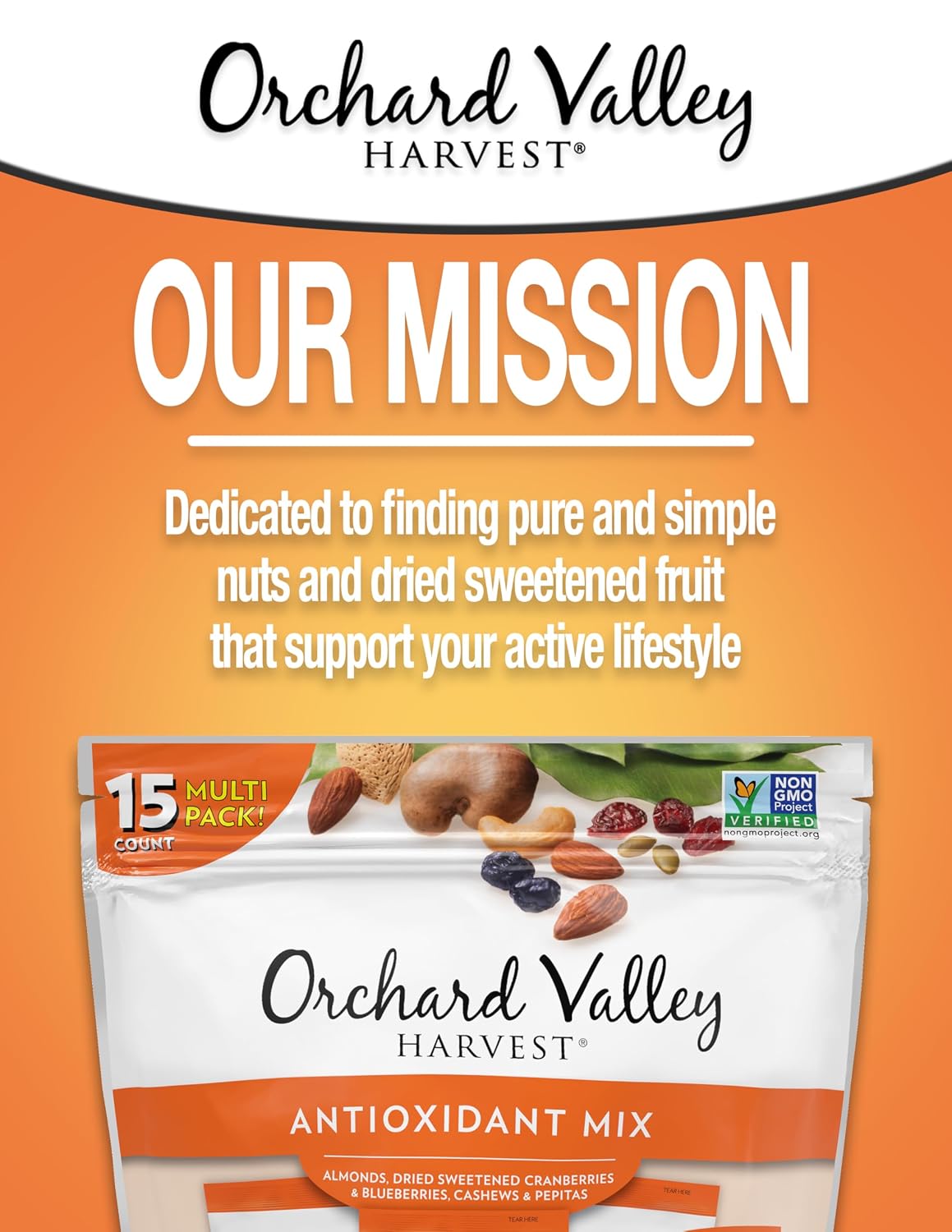 Orchard Valley Harvest Antioxidant Mix, 1 Ounce Bags, Pack of 15, Non-GMO, No Artificial Ingredients