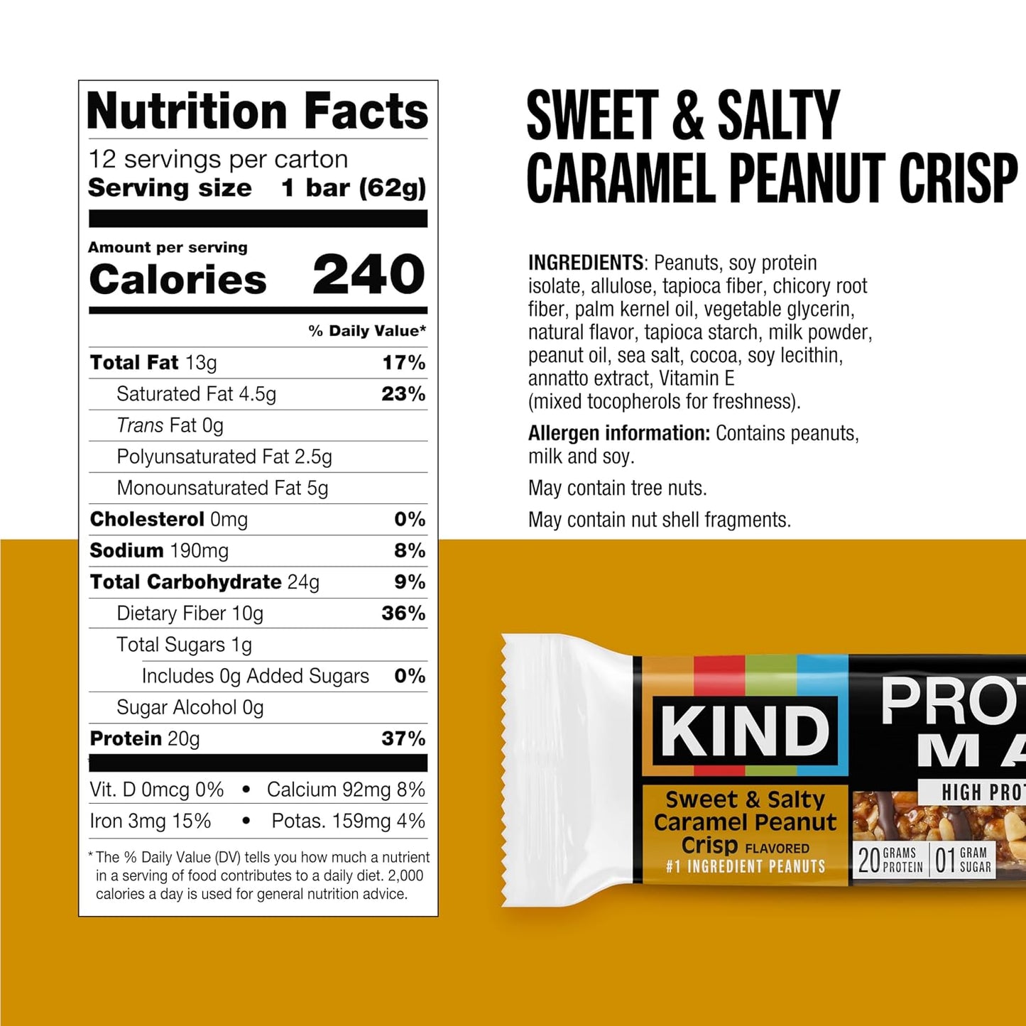 KIND MAX Bars Variety Pack, Gluten Free, Low Sugar, High Fiber Snacks, 12 Count