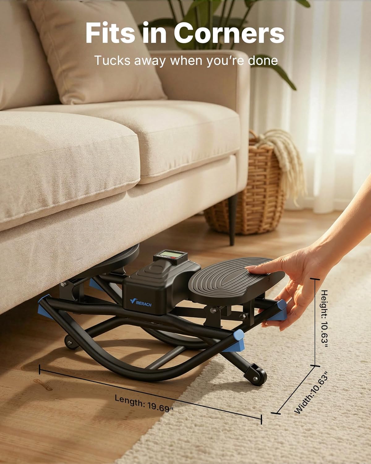 Merach 3D Motion Rocking Stepper with Resistance Bands - Low-Impact Home Workout Equipment