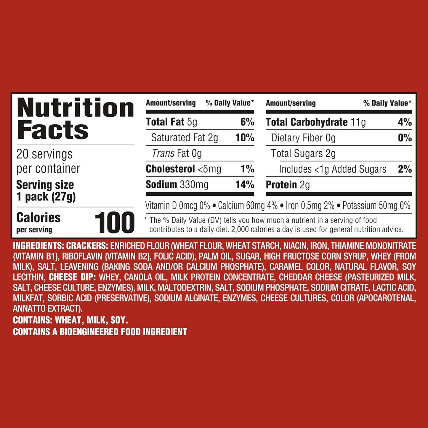 Handi-Snacks RITZ Crackers 'N Cheesy Dip Snack Packs, 20 Individually Wrapped Packs