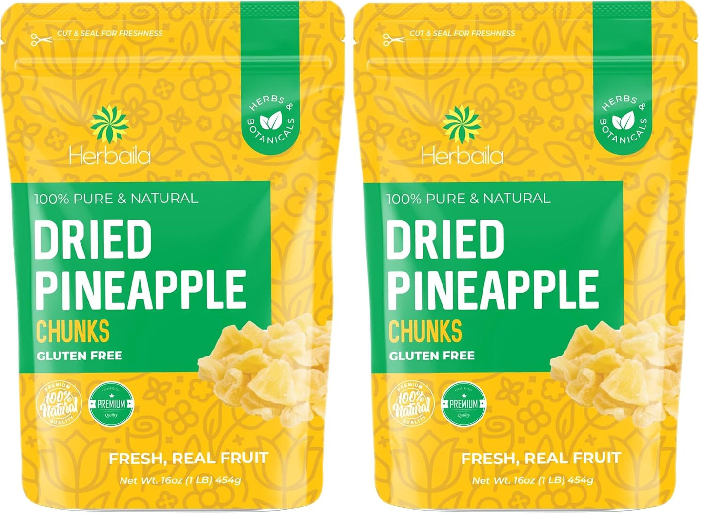 Dried Pineapple Chunks, 1 Pound, All Natural, Non-GMO, Lightly Sweetened