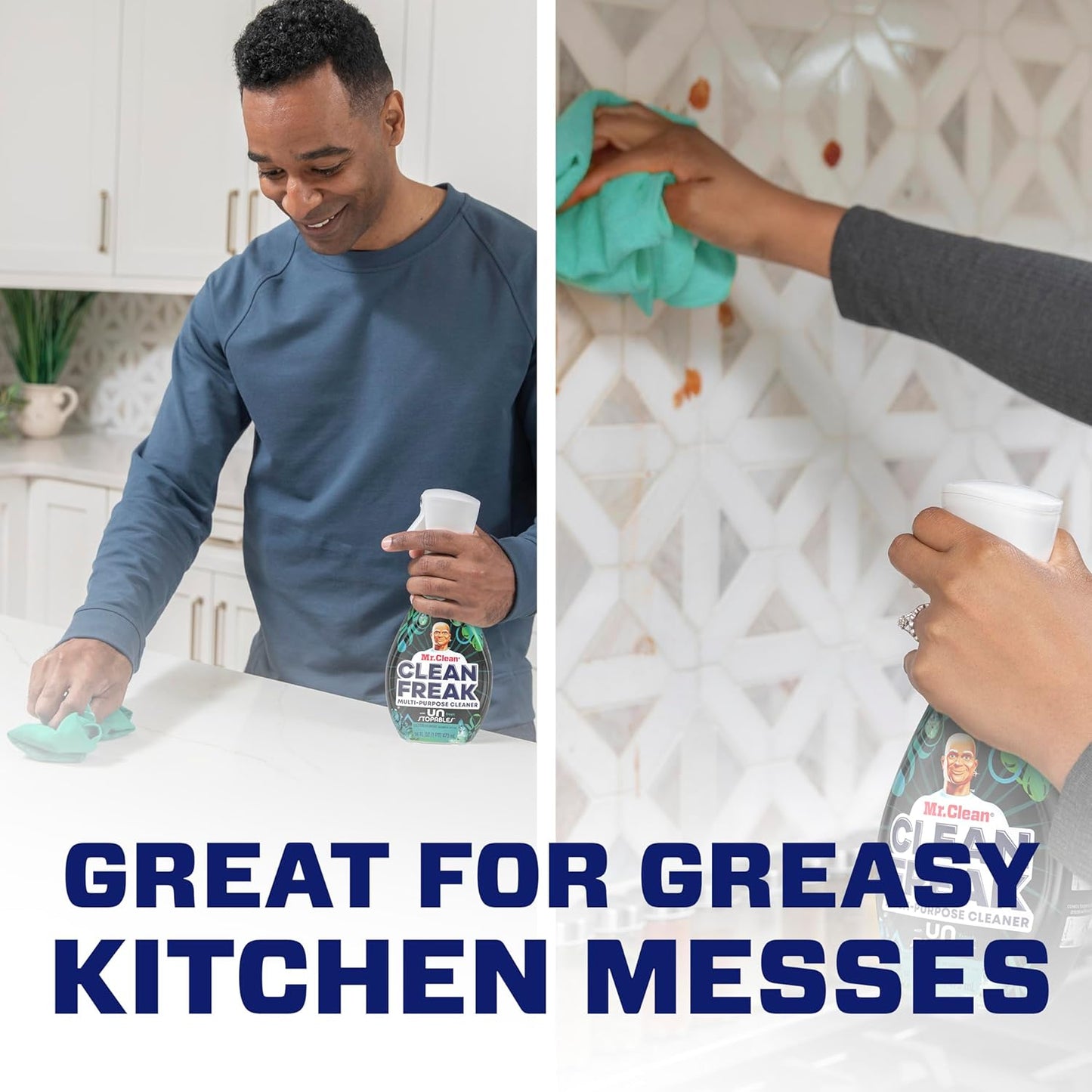 Mr. Clean Clean Freak Multi Surface Cleaning Spray, Deep Cleaning Mist Starter Kit and Refill Bundle, Unstopables Fresh Scent, 64 fl oz